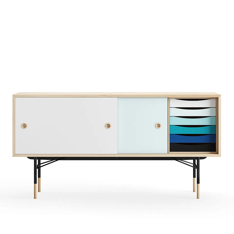 Sideboard Cold med lådor Oak White/Light Blue