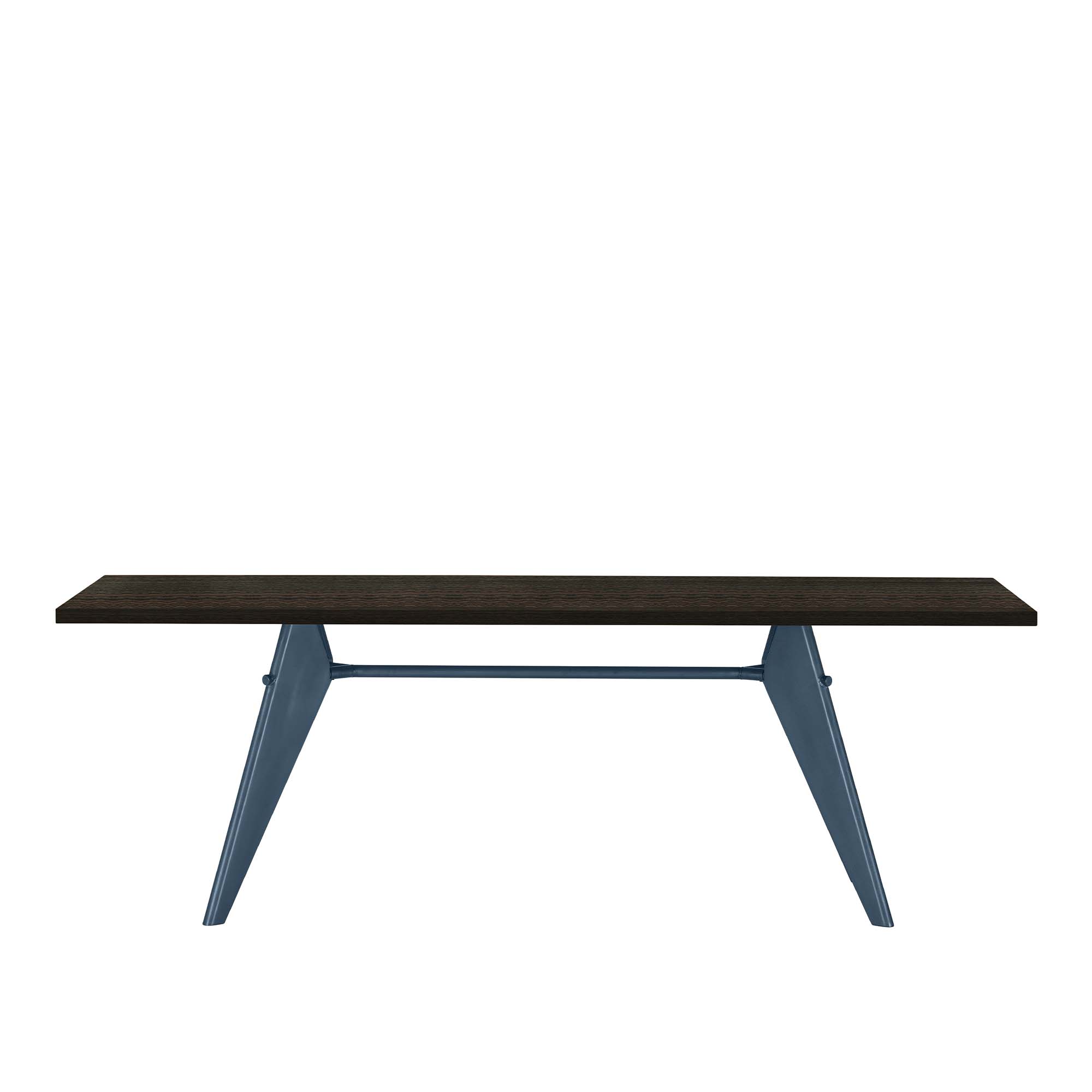 Vitra - EM Table 240, Base Prouvé Bleu Dynastie - Dark Oak Veneer  - Matbord - Jean Prouvé - Träfärgad,Blå - Metall/Trä