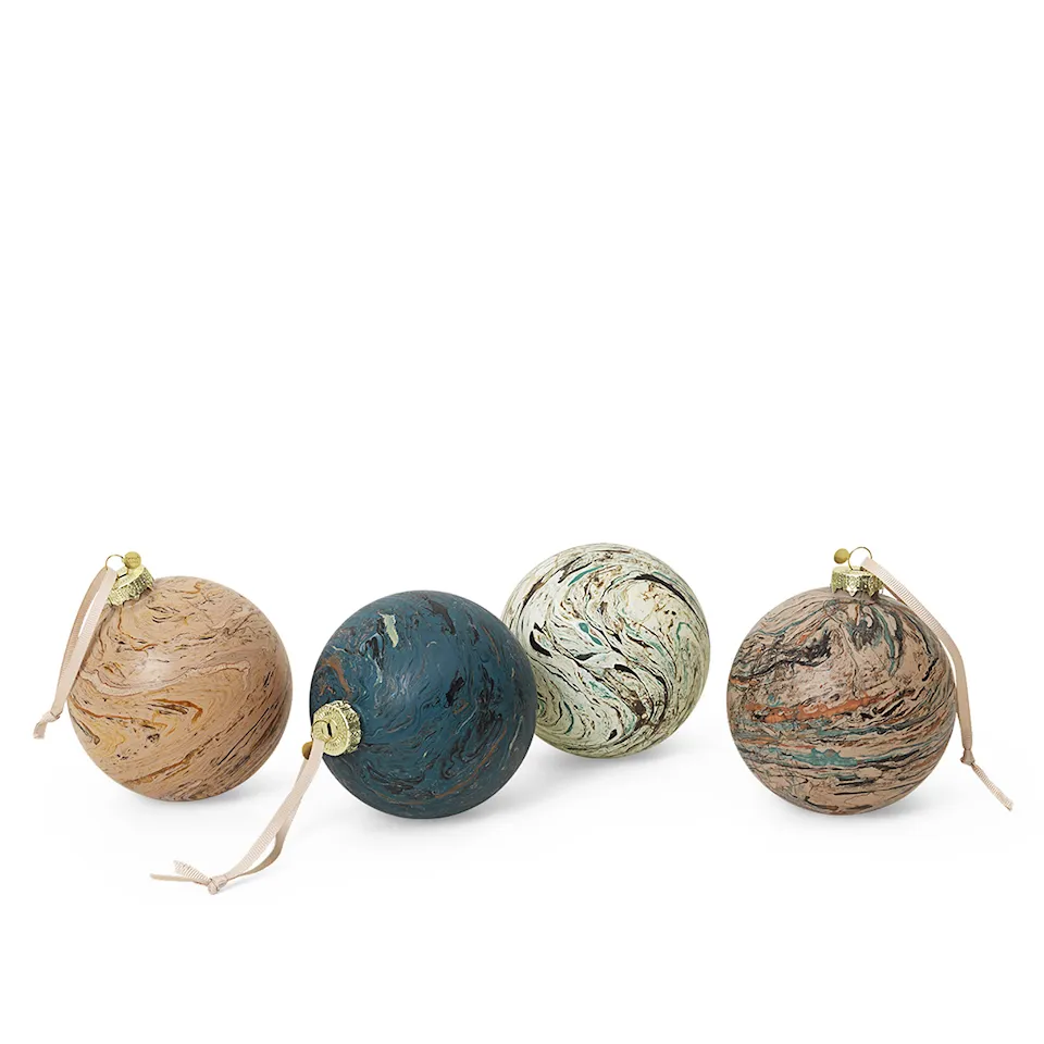 Marble Mixed julgranskulor 4-pack
