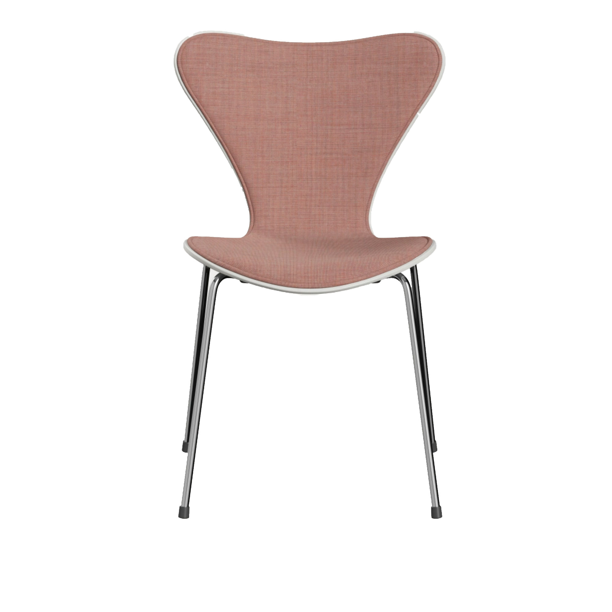 Fritz Hansen - 3107 Sjuan - Framsidesklädd, White, Tyg, Canvas 614 - Matstolar - designer_arne_jacobsen - Rosa - Metall/Trä/Textilmaterial