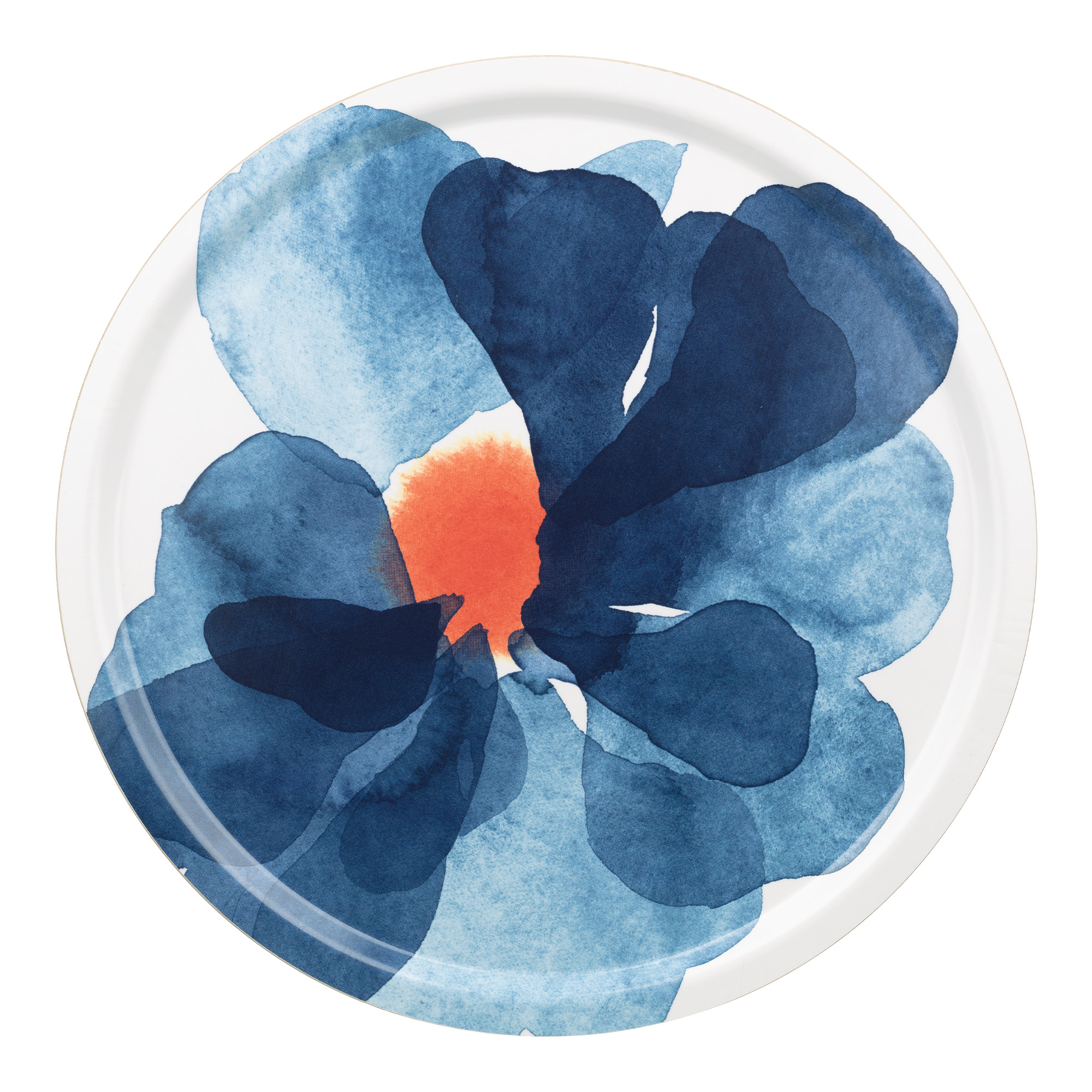 Marimekko - Valssi Tray 46 cm White Blue Orange - Brickor och underlägg - Aino-Maija Metsola | Inredning - Inredningsdetaljer - Brickor Och Underlägg | Möbelexperten
