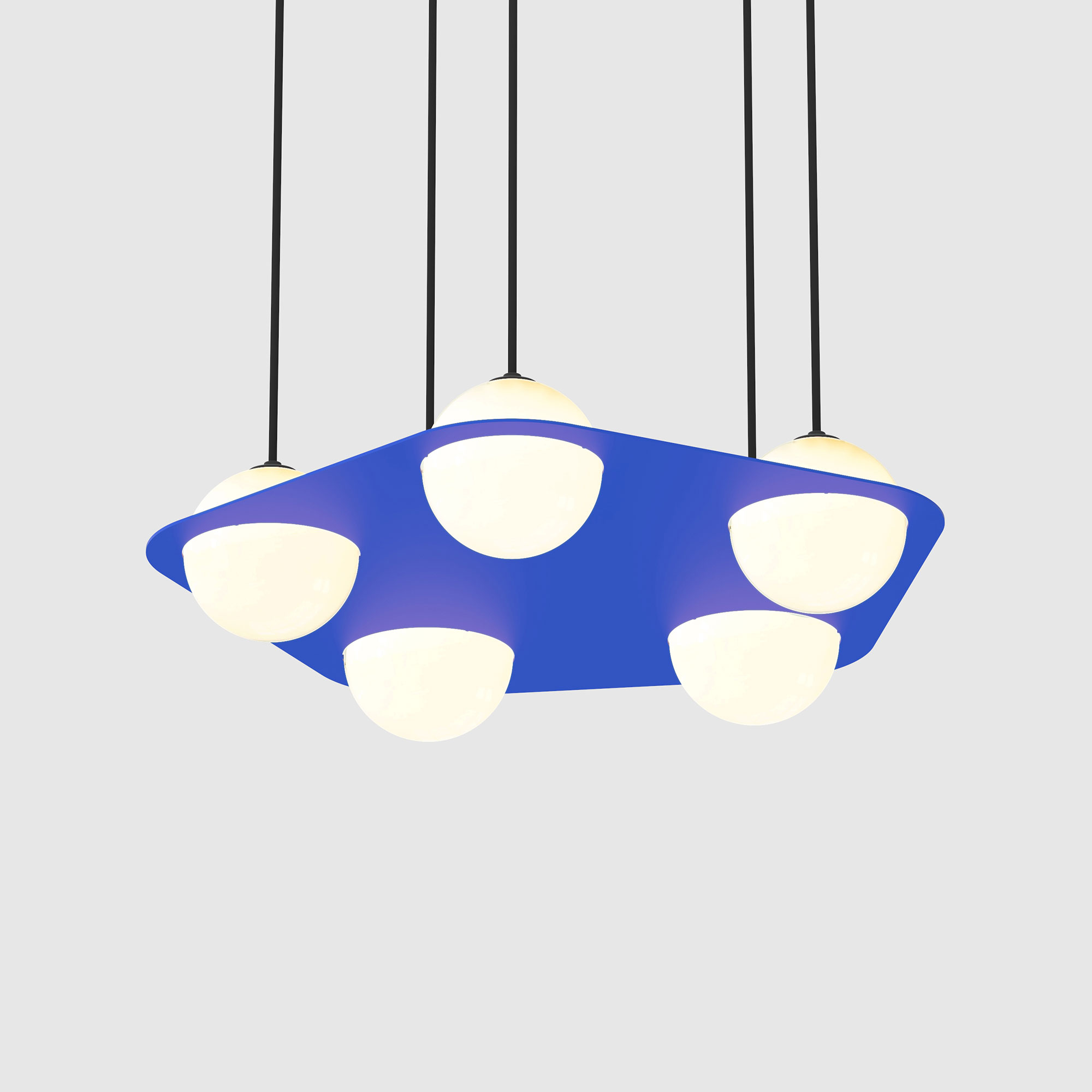 Lambert & Fils - Laurent 04, Angle, Blue frame, Black wires, Black canopy - Pendellampor - Blå