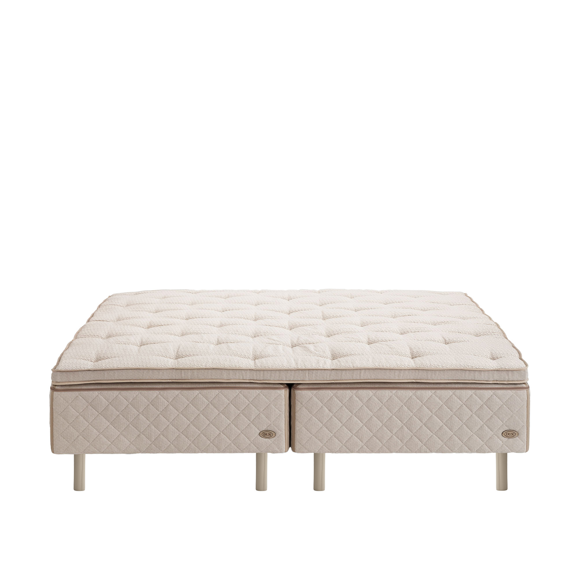 DUX - Dux 10 resårbotten fast 180x200 cm/ Top Pad Plus Bäddmadrass/ Rund läder oatmeal 20 cm - Sängar - Beige | Möbler - Sängar Och Tillbehör - Sängar | Möbelexperten