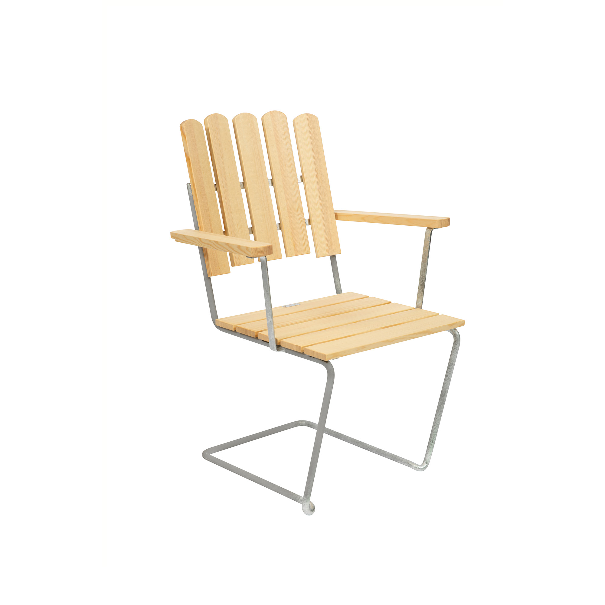 Grythyttan Stålmöbler - A2 Fåtölj -  Oljad Furu / Varmförzinkat Stativ - Matstolar utomhus - Artur Lindqvist - Träfärgad - Metall/Trä