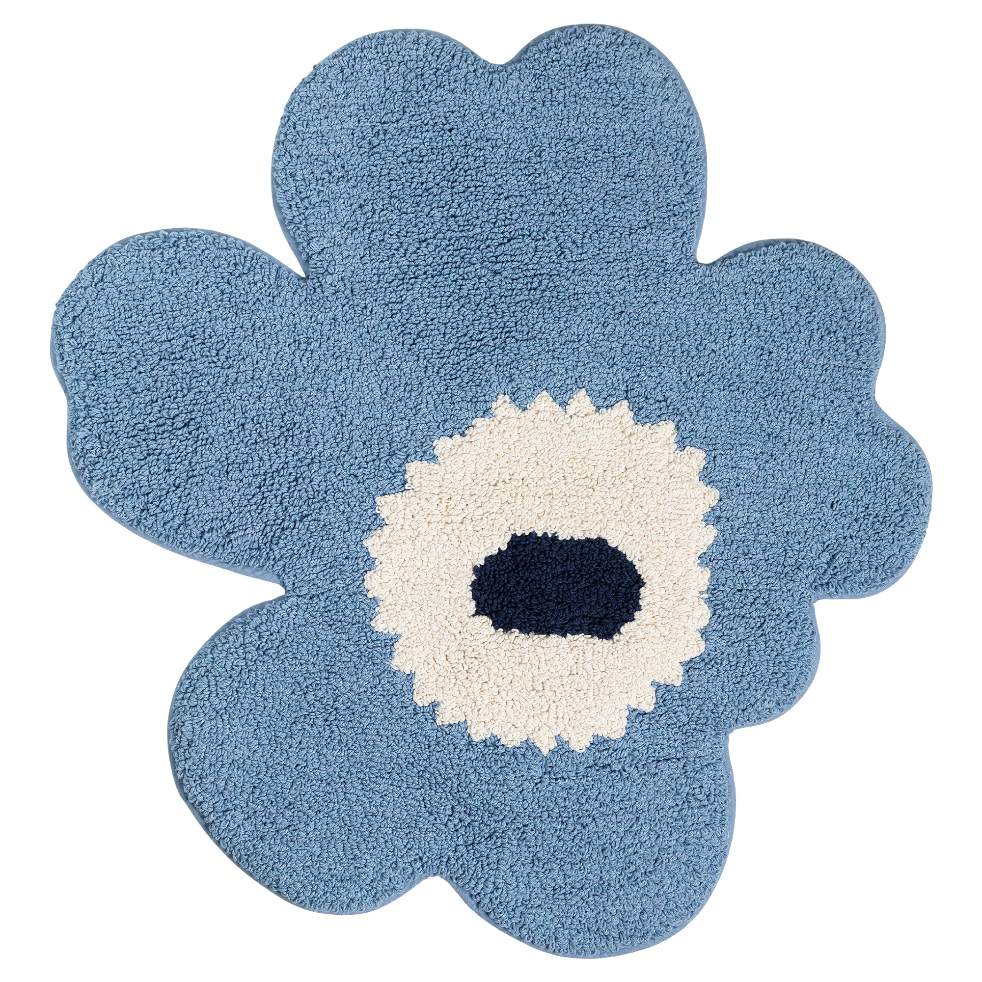 marimekko - unikko bath mat 73 x 74 cm lt.blue off white navy - bomullsmattor - maija isola