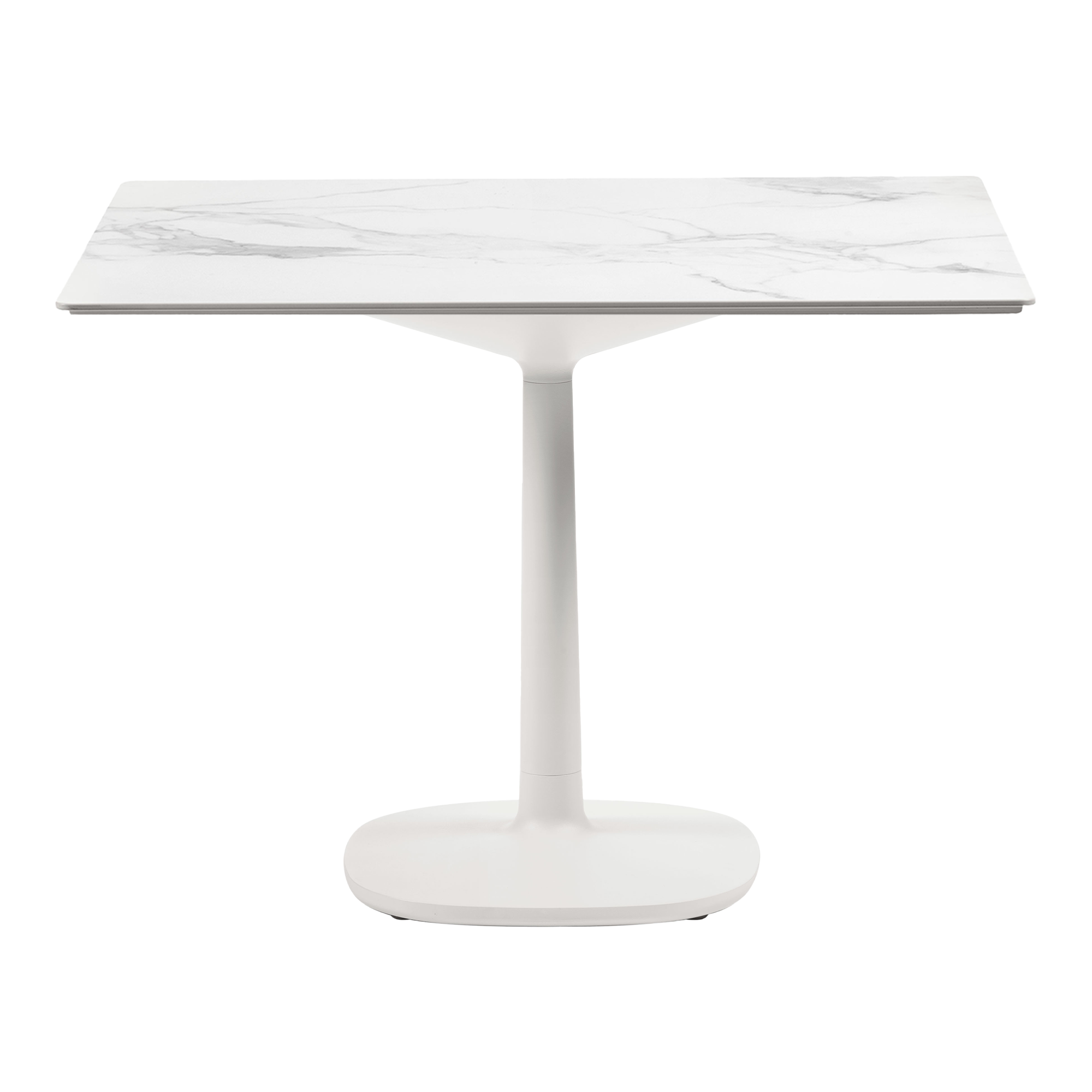 kartell - multiplo 4138 kvadratiskt bord 118x118cm med stor kvadratisk bas r1,5cm vit marmor - matbord - antonio citterio - vit - naturmaterial/metall
