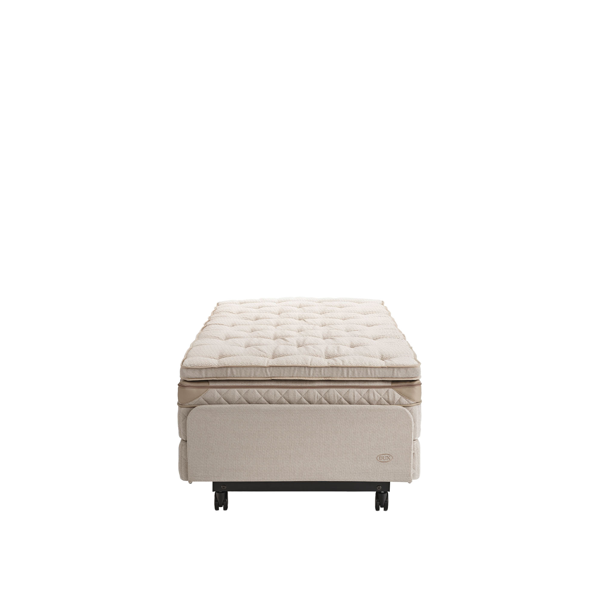 DUX - Dux Motion resårbotten/ Dux Motion resårmadrass / Top Pad Plus Bäddmadrass 90x200 cm/ 12 cm ben med hjul - Sängar - Beige | Möbler - Sängar Och Tillbehör - Sängar | Möbelexperten