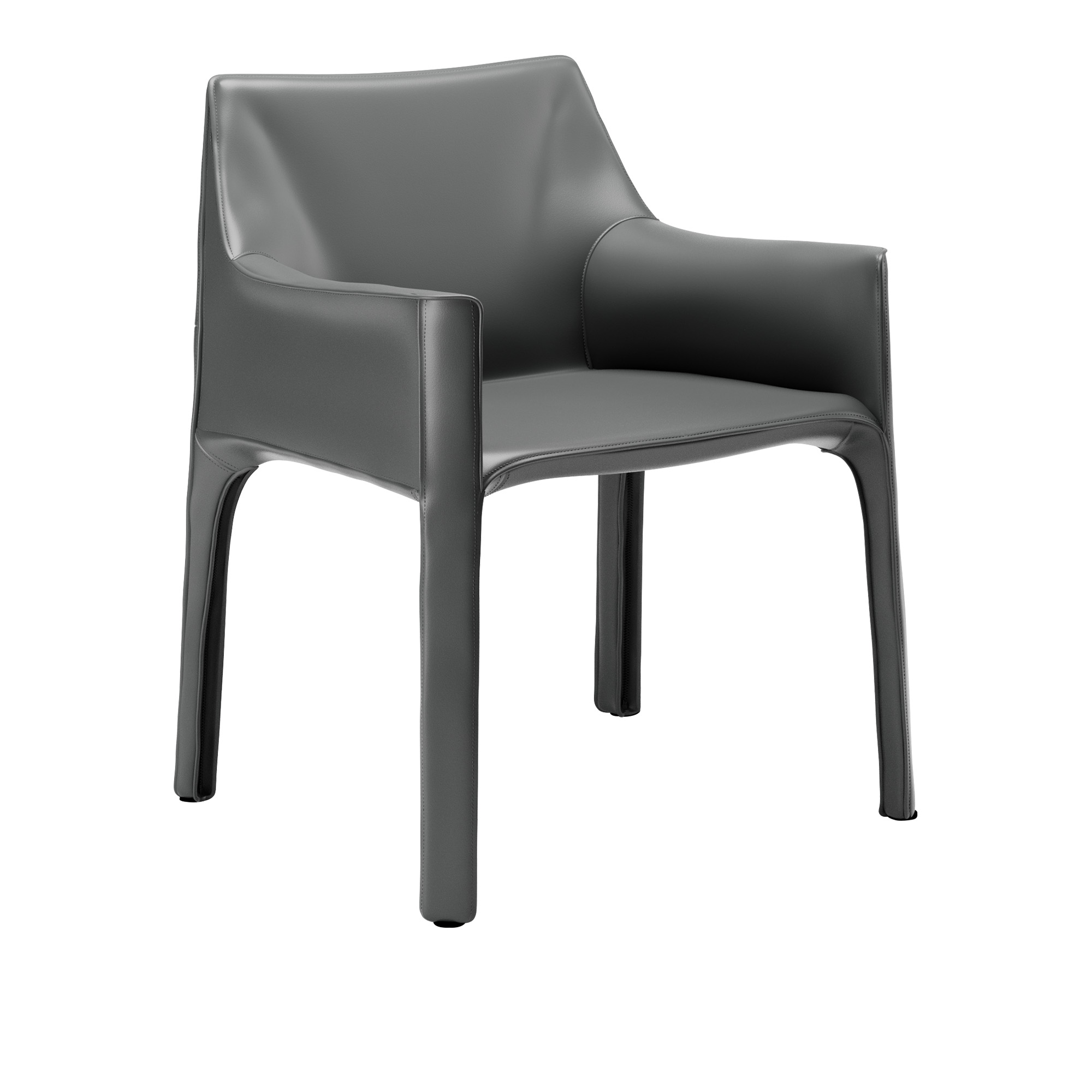 Cassina - 413 Cab, Sadelläder Grey - Spisestoler - Mario Bellini - Grå - Lær/Metall