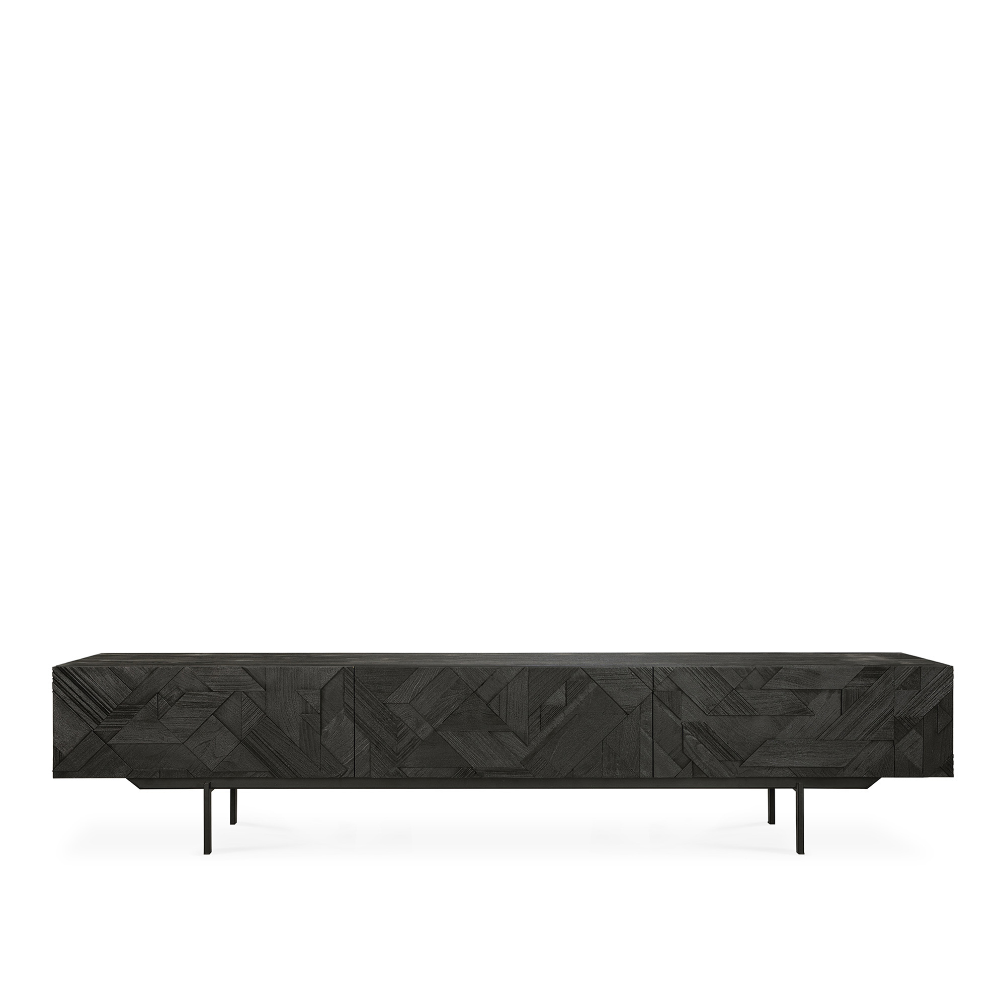 Ethnicraft - Graphic TV Cupboard 240 Teak Black - TV-b&auml;nkar - Alain Van Havre - Svart - Metall/Tr&auml;