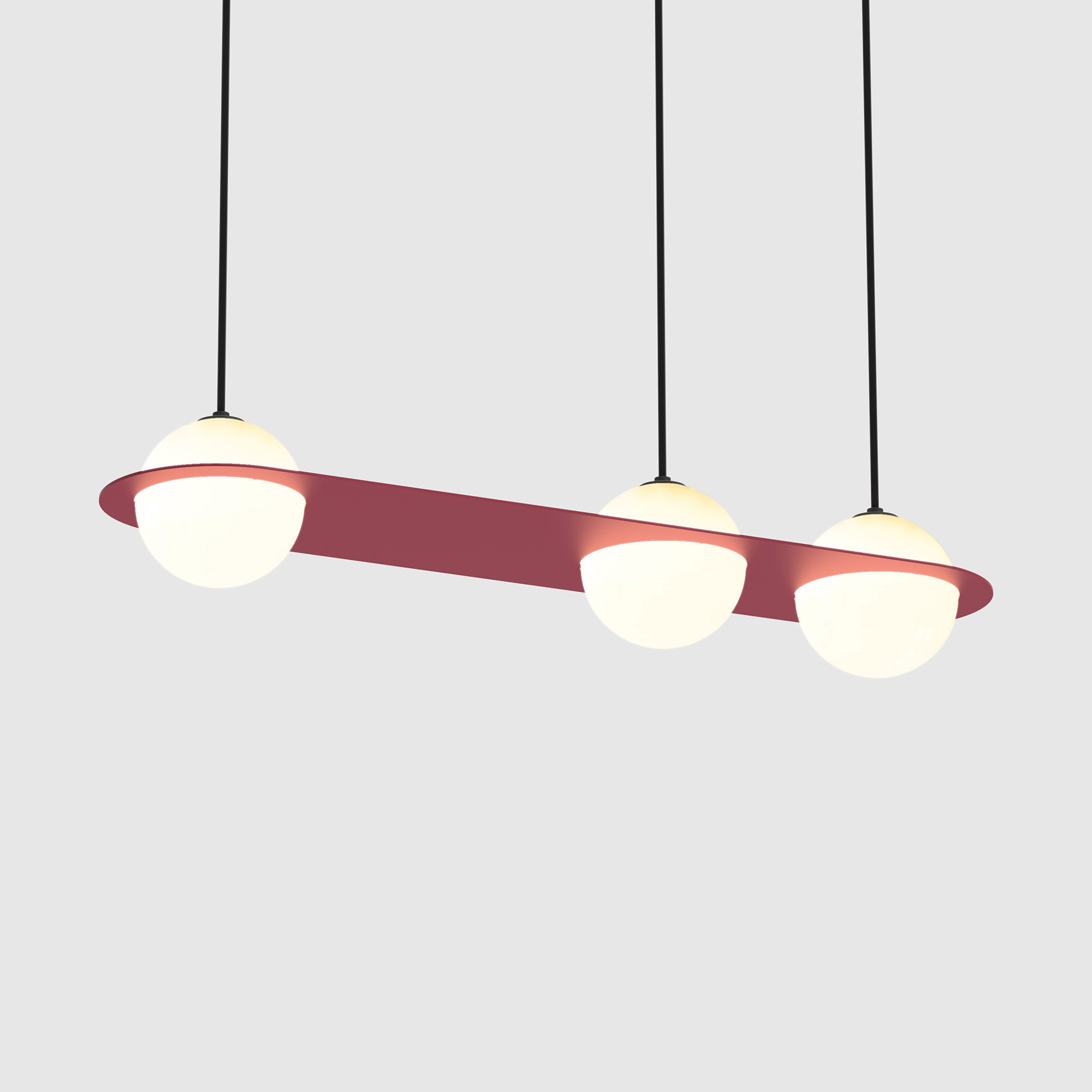Lambert & Fils - Laurent 07, Parallel, Burgundy frame, Black wires, Black canopy - Pendellampor - Lila