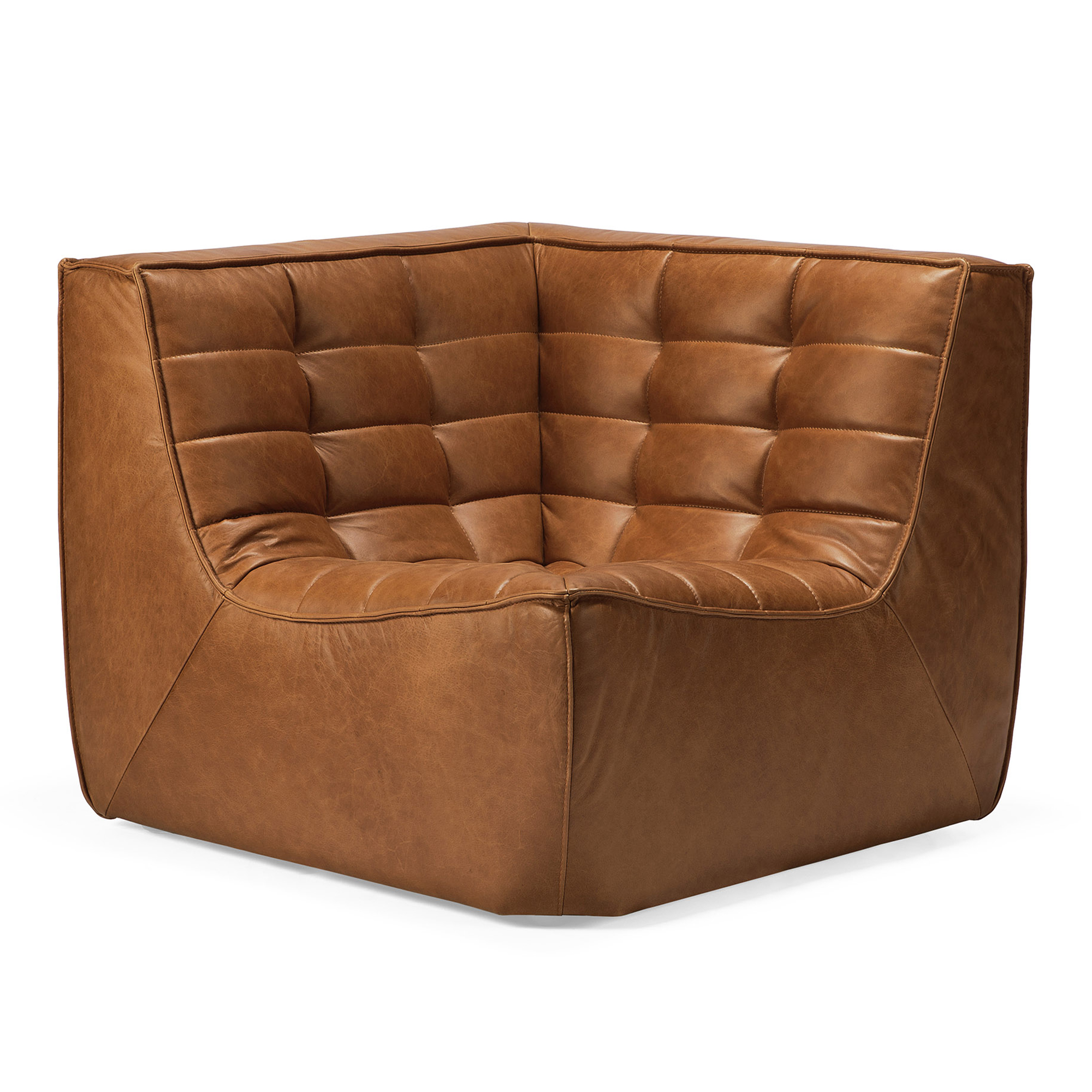 Ethnicraft - N701 Corner - Old Saddle - Soffor - Jacques Deneef - Brun - Trä/Textilmaterial/Skum | Möbler - Soffor Och Dagbäddar - Soffor | Möbelexperten