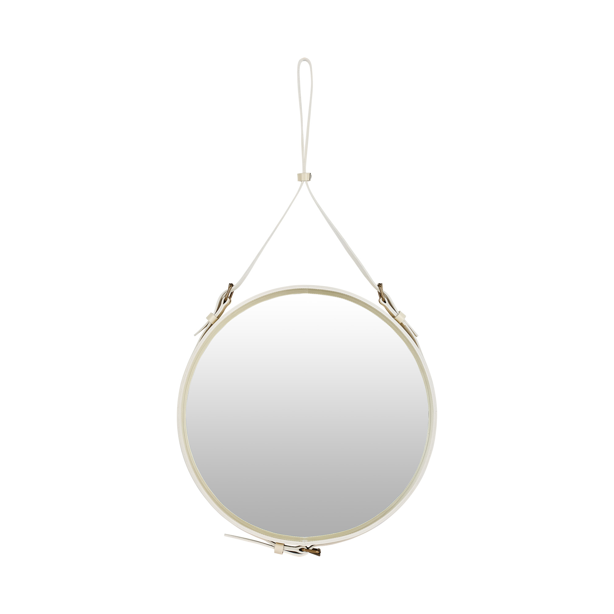 Gubi - Adnet Circulaire Spegel, Ø58 cm, Cream Leather - Halvkroppsspeglar - Jacques Adnet