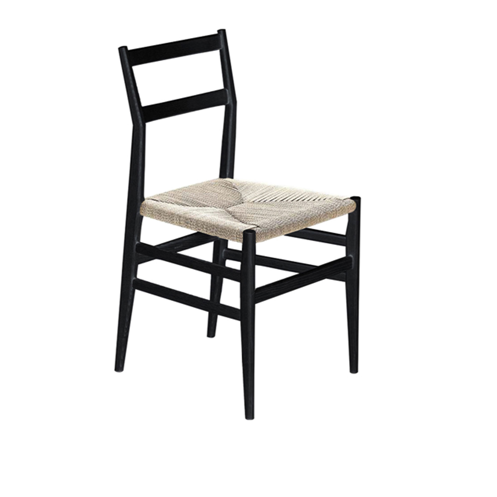 Cassina - 646 Leggera, Chair In Ashwood, Rope Seat, Frame Stained Black, Natural Rope - Spisestoler - Gio Ponti - Svart - Tre