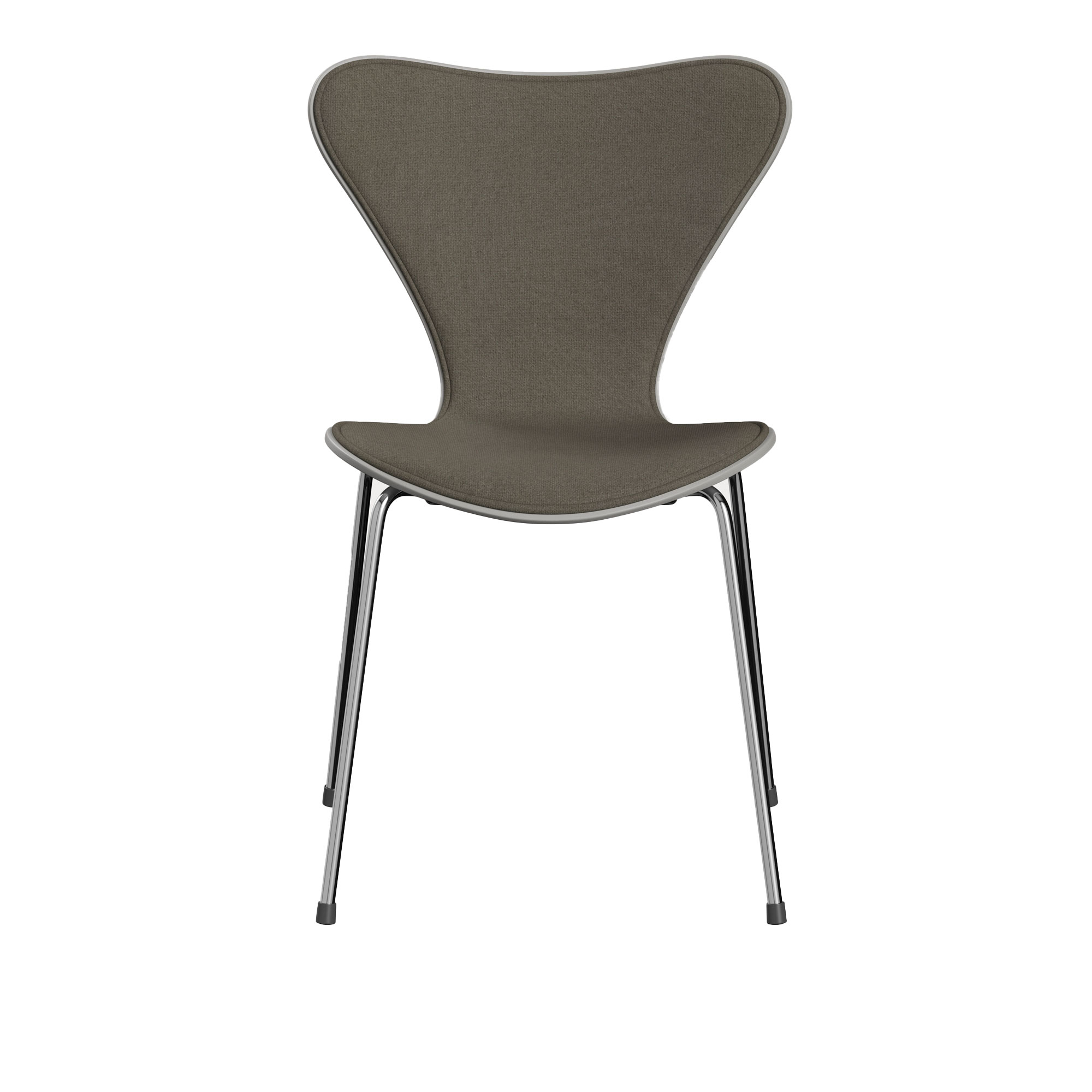Fritz Hansen - 3107 Sjuan - Framsidesklädd, Nine Grey, Tyg, Tonus 613 - Matstolar - designer_arne_jacobsen - Brun - Metall/Trä/Textilmaterial