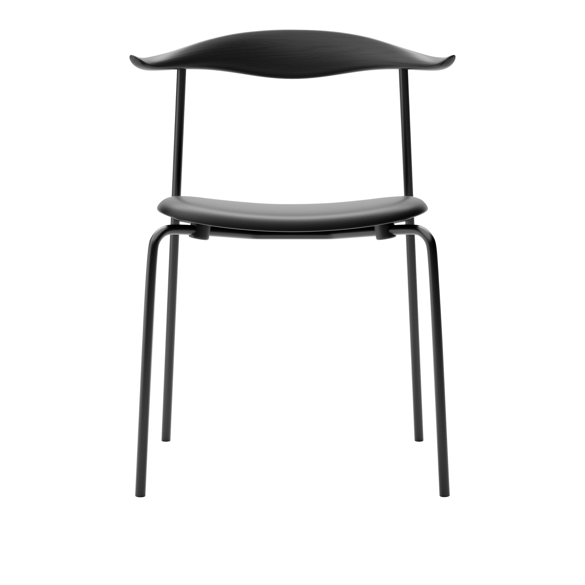 Carl Hansen - CH88P - Svart stål, Ek, Black, Lädergrupp A Loke - 7150 - Matstolar - Hans J. Wegner - Svart - Läder/Trä