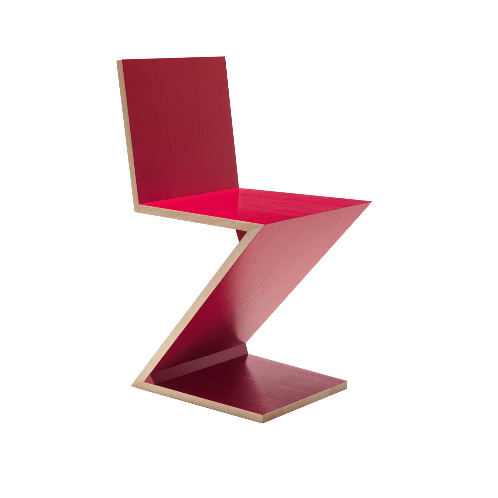 Cassina - 280 Zig-Zag Chair, Ashwood Stained in Red, - Spisestoler - Gerrit Rietveld - Rød - Tre