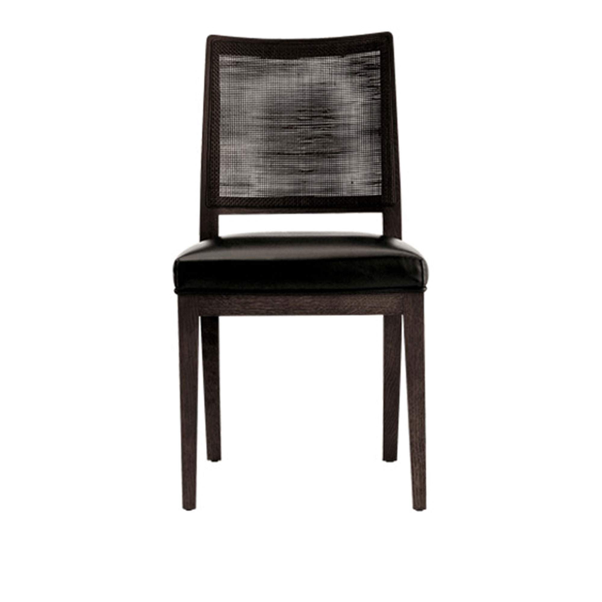 Maxalto - Calipso Chair with straw back, Brushed Black Oak, Leather Cat. Alfa, Alfa 157 - Matstolar - Antonio Citterio - Svart - Läder/Trä