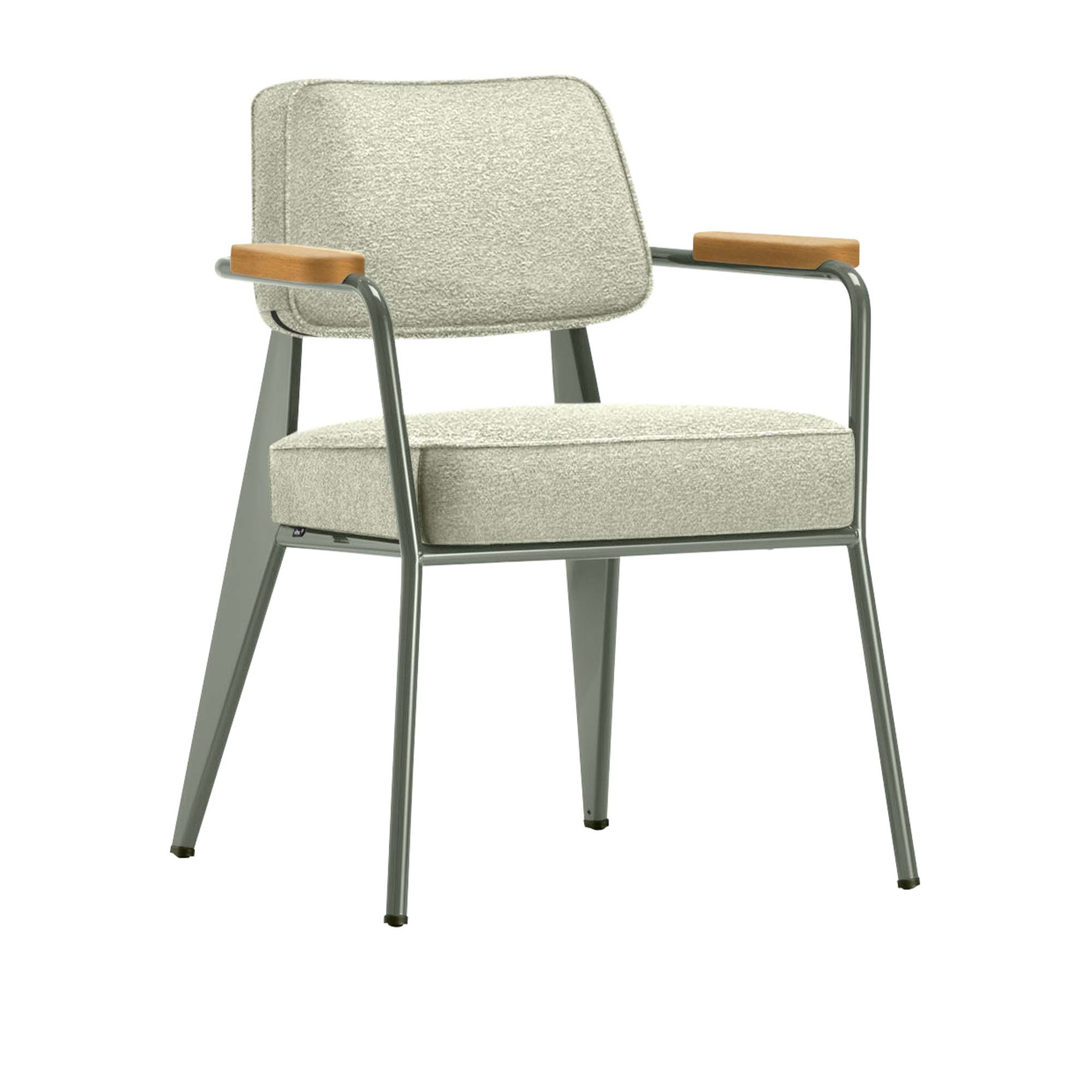 Vitra - Fauteuil Direction, Natural Oak, Prouvé Gris VermeerFabric Cat. F100 Nubia Col. 03 Cream/Sand - Matstolar - Jean Prouvé - Beige - Metall/Trä/Textilmaterial/Skum