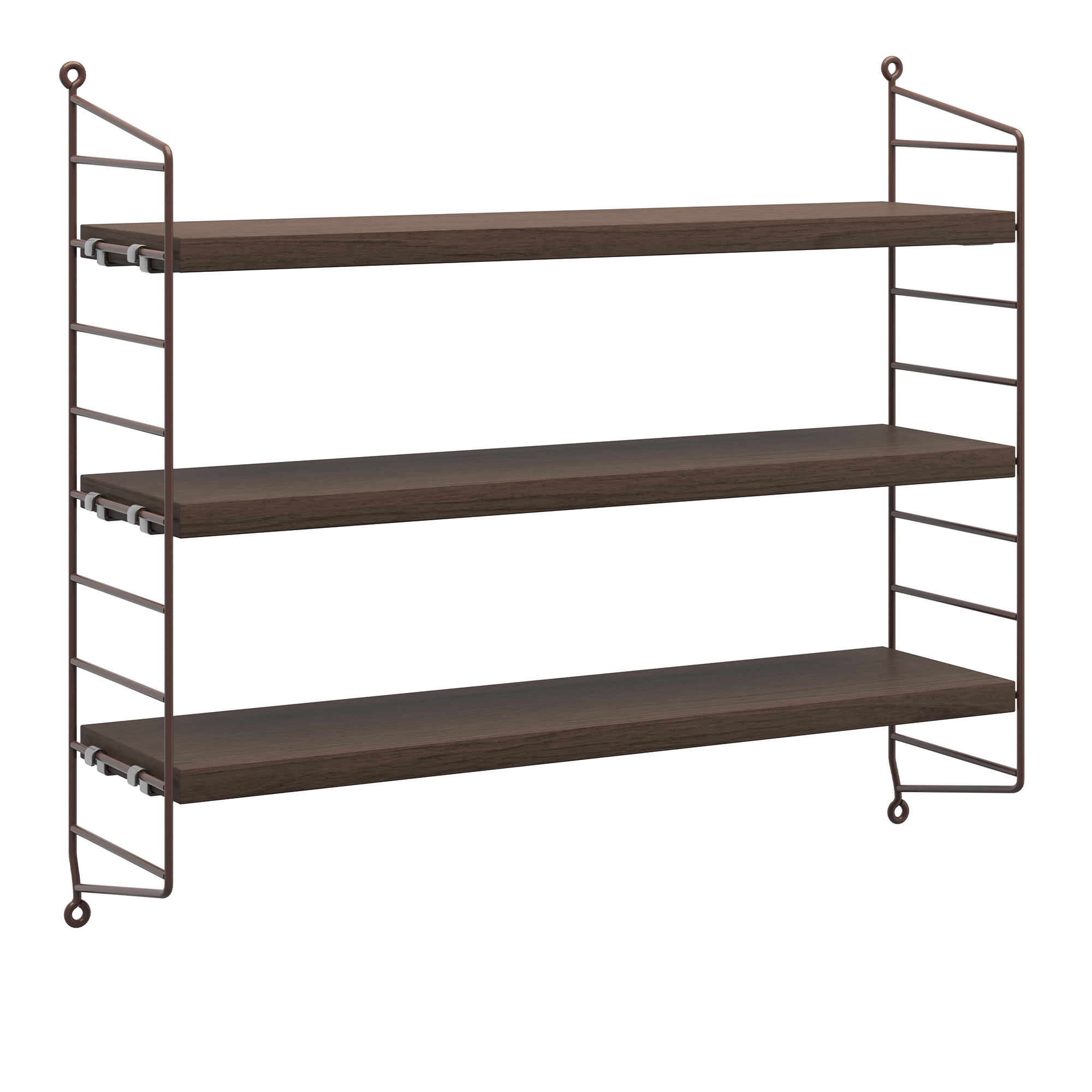 string - string pocket trä mörk ek/mörkbrun - vägghyllor - nils strinning - svart - trä