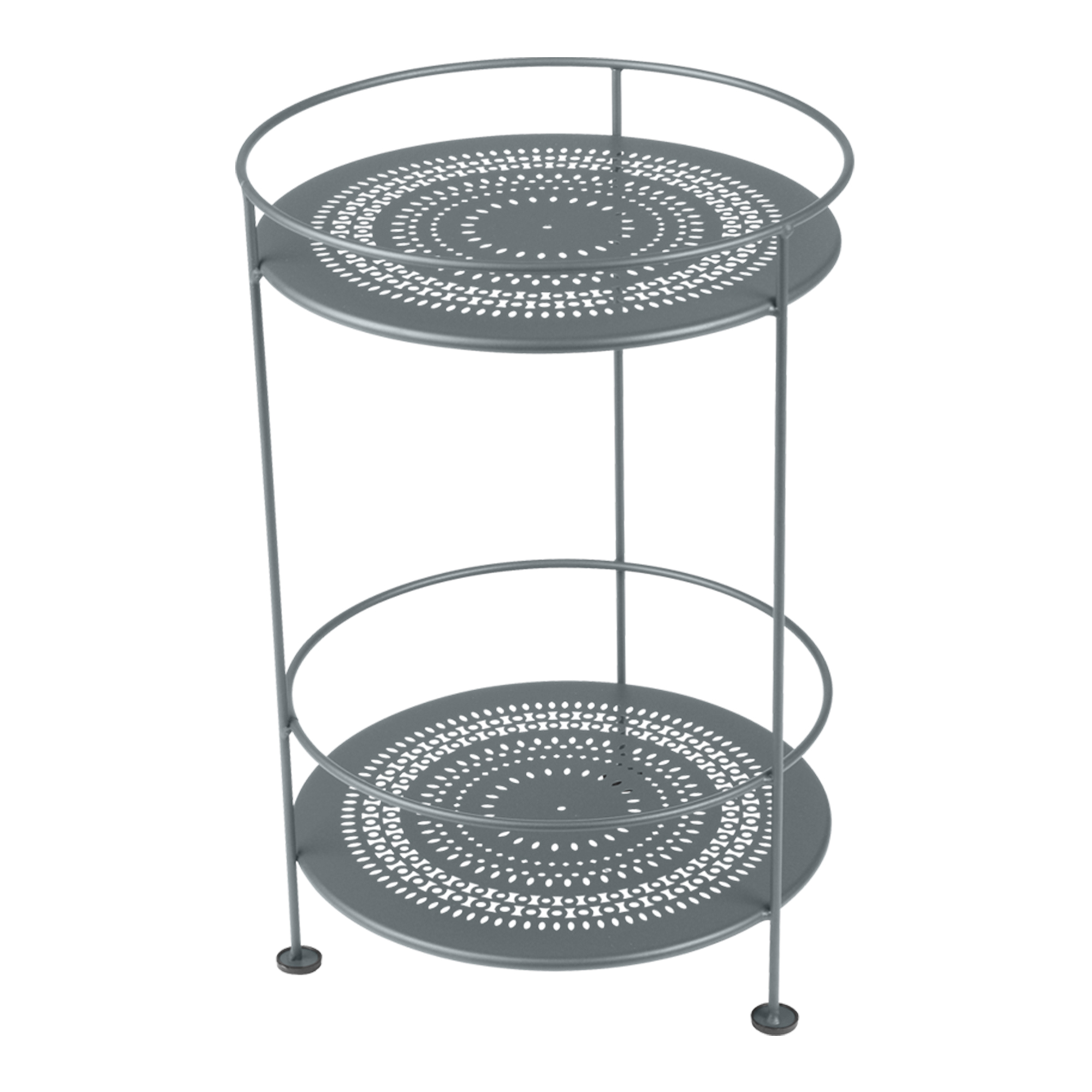 Fermob - Guinguette Side Table With Perforated Double Top Storm Grey 26 - Småbord & Sidobord utomhus - Metall