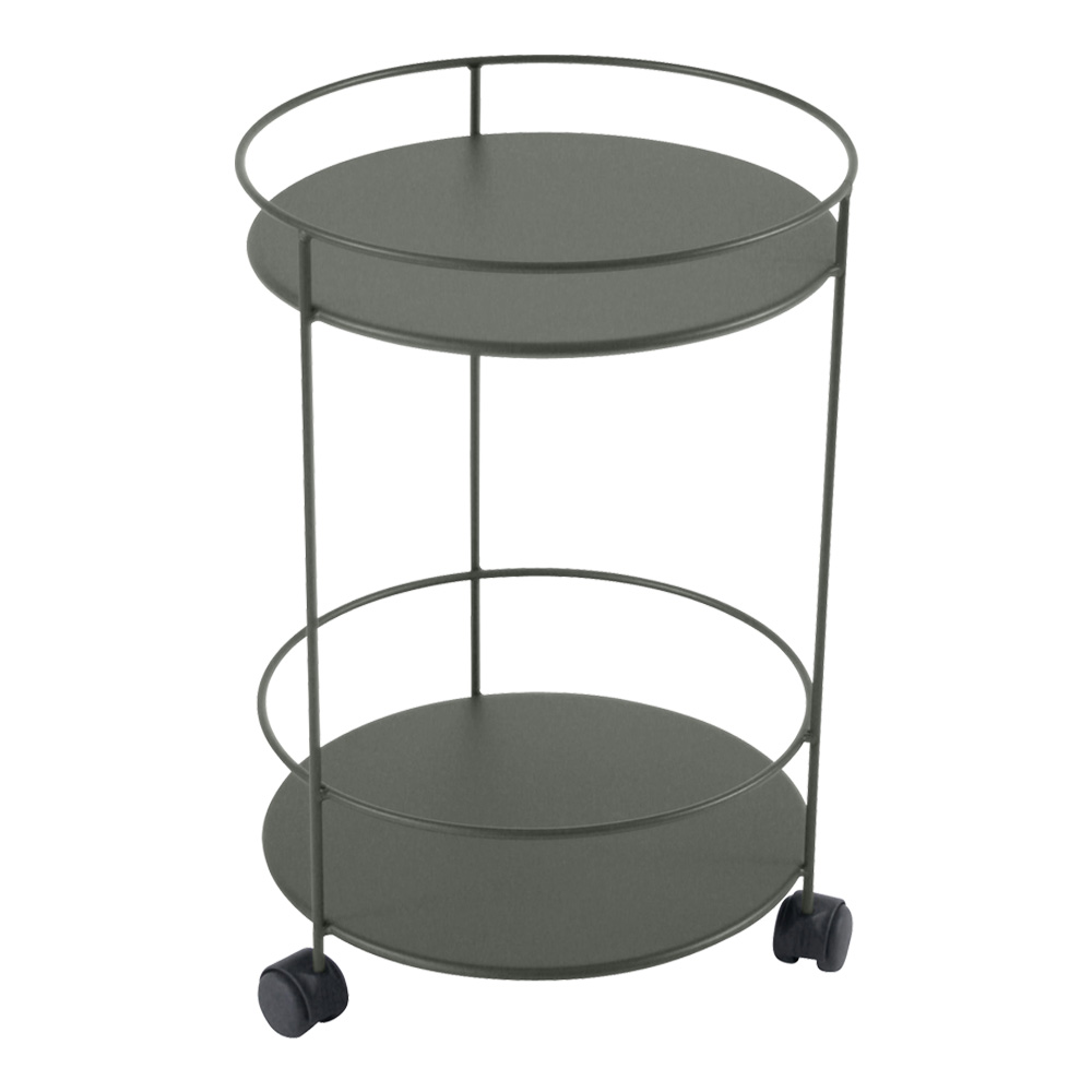 Fermob - Guinguette Side Wheeled Table With Solid Double Top Rosemary 48 - Småbord & Sidobord utomhus - Grön - Metall