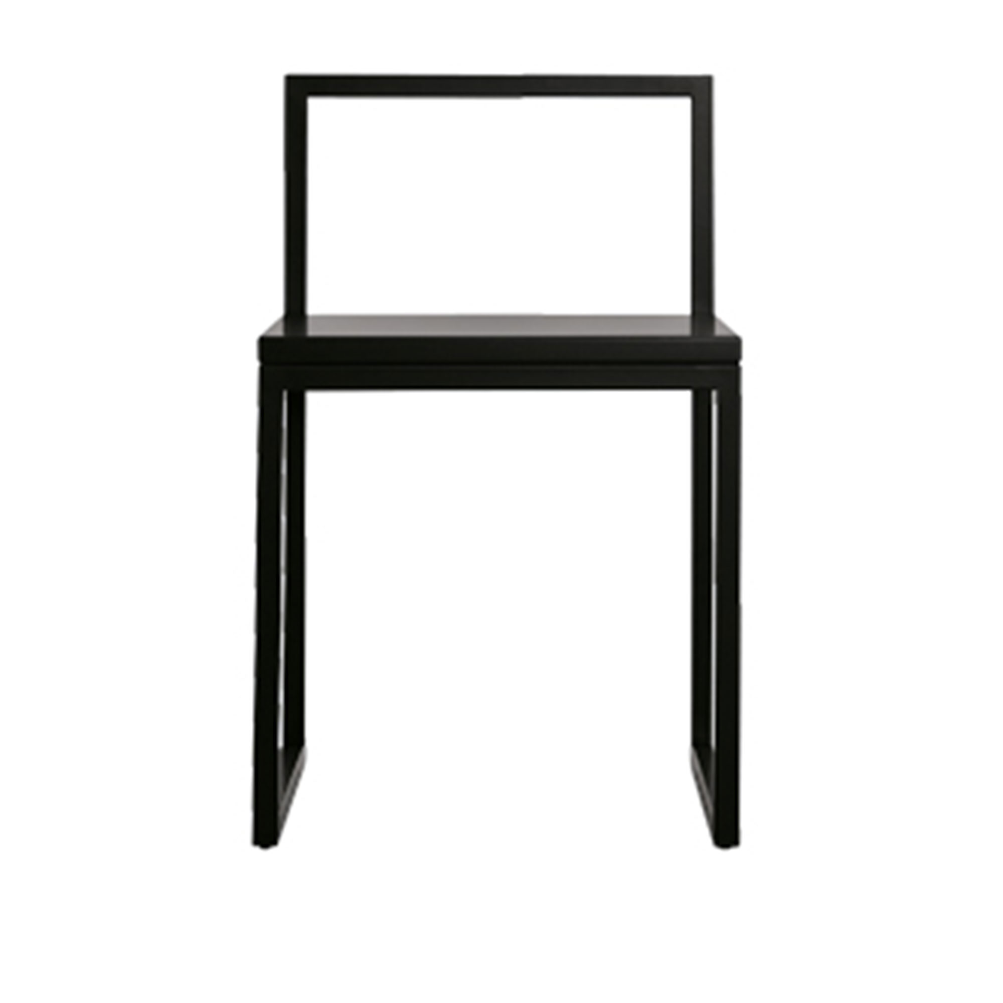 Cappellini - Fronzoni '64 Chair, Square Metal Tube Structure, 48 Anthracite (RAL 7021) Finish, Medium-density Fibre Conglomerate Panel Seat, Black Plastic Feet - Matstolar - Grå - Metall