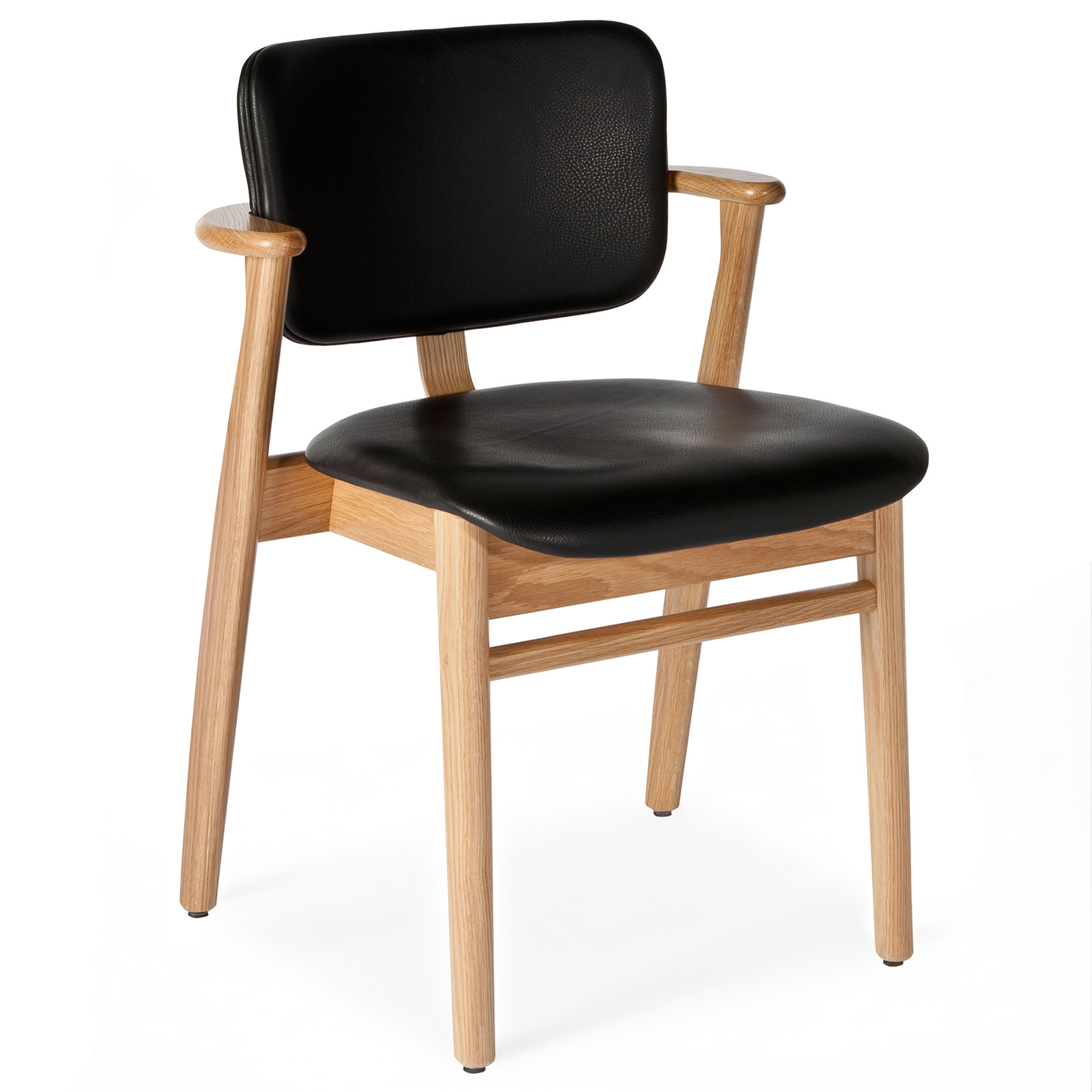Artek - Domus Chair, Klarlackad björk, Klädd sits och ryggstöd, Läder L1, Dark Brown - Matstolar - Ilmari Tapiovaara - Brun - Läder/Trä | Möbler - Stolar Och Pallar - Matstolar | Möbelexperten