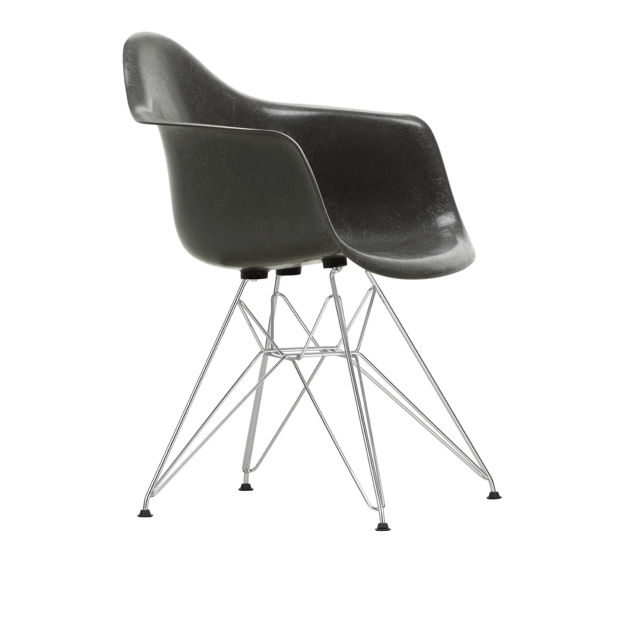 Eames Fiberglass Armchair DAR karmstol Chrome