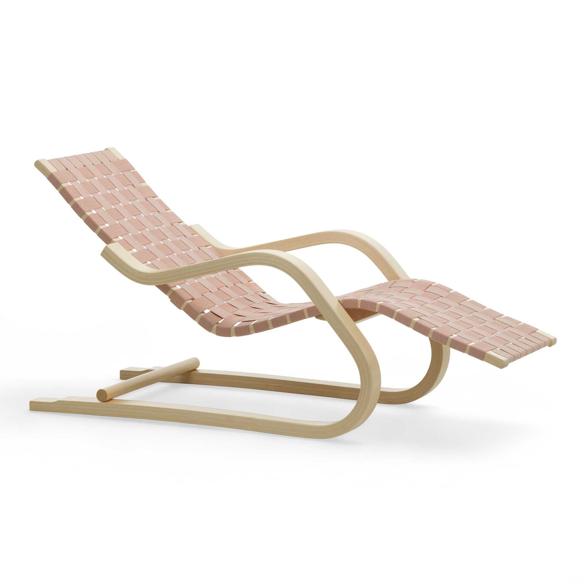 Artek - Lounge Chair 43 Natural Red - F&aring;t&ouml;ljer - Alvar Aalto - R&ouml;d - Tr&auml;/Textilmaterial
