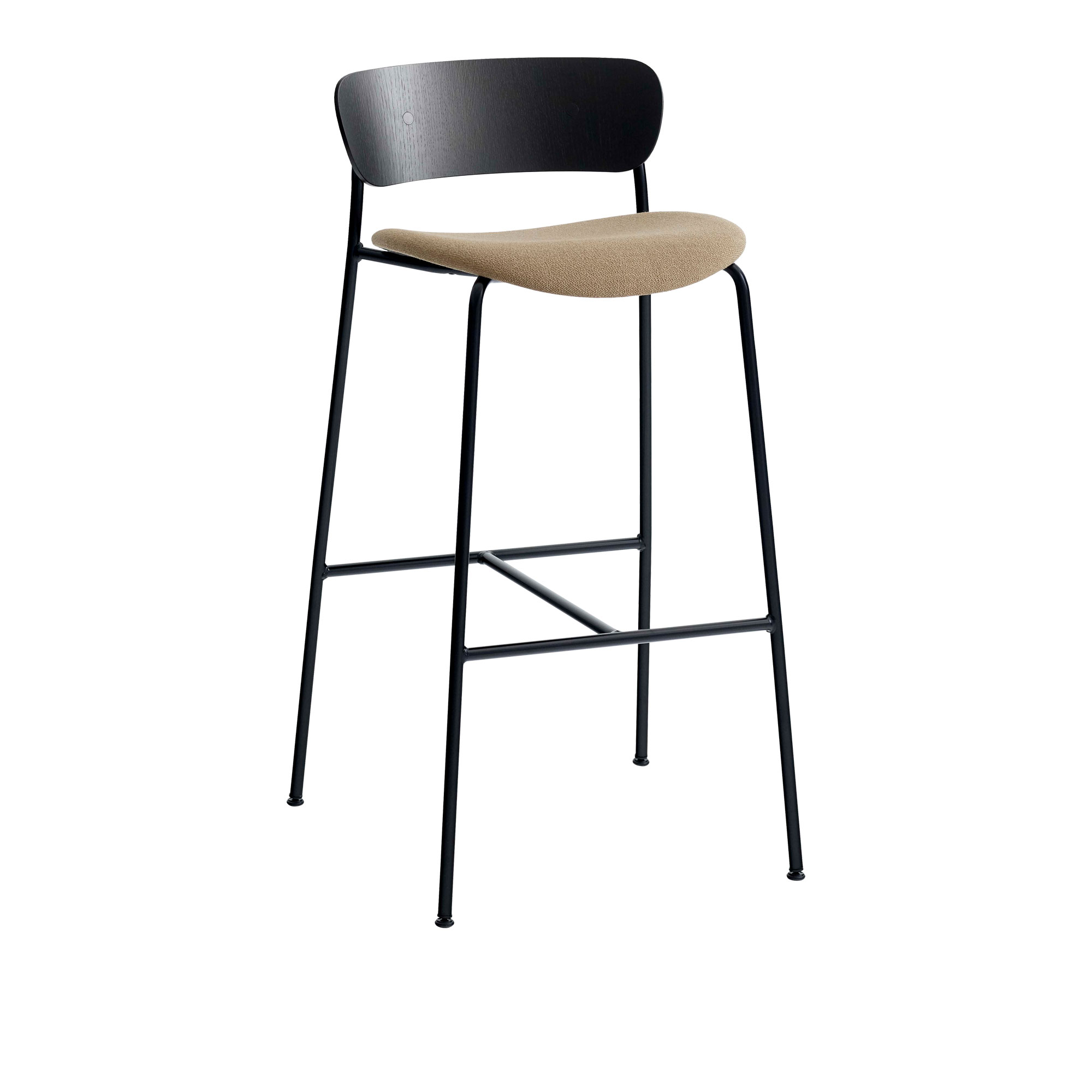 &Tradition - Pavilion AV10 - Black Lacquered Oak - Fabric cat.2 - Velvet 12 Ash - Barstolar & barpallar - Anderssen & Voll - Metall/Trä