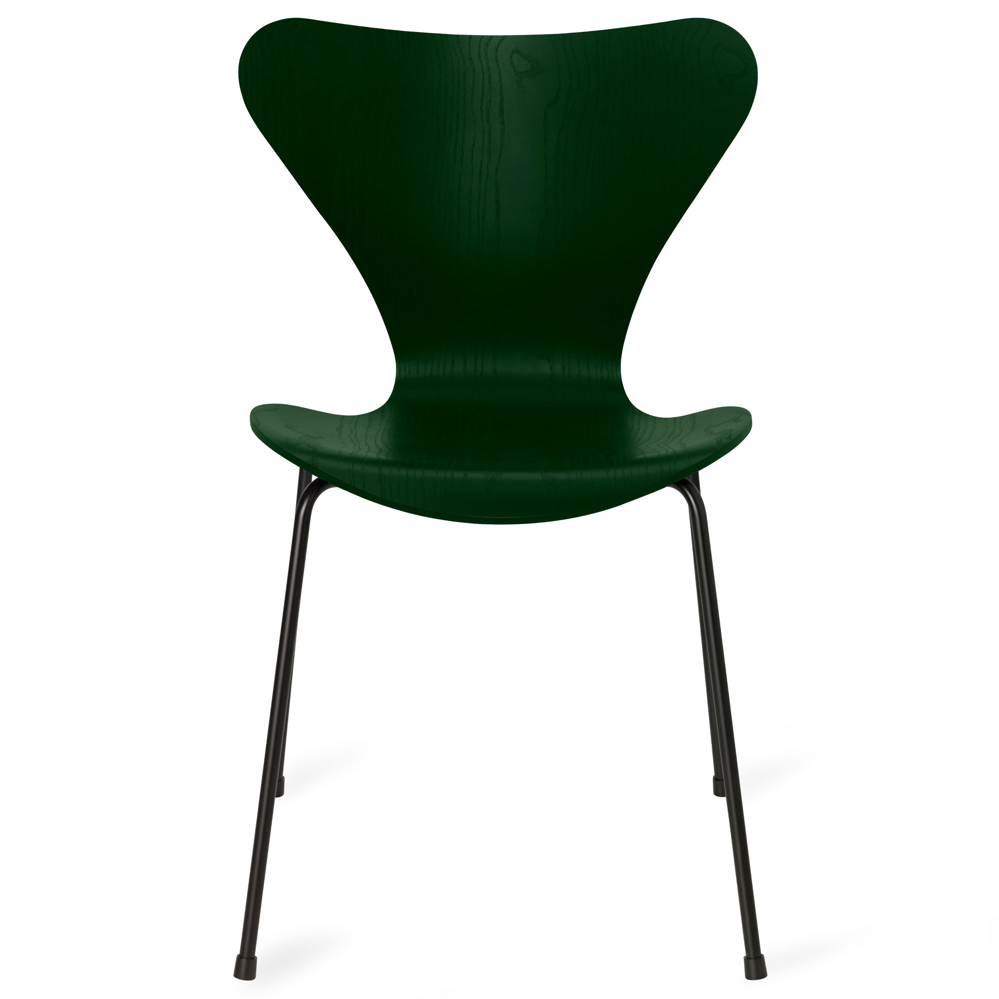 Fritz Hansen - Sjuan 3107 stol färgad askfanér black / evergreen - Matstolar - Arne Jacobsen - Grön - Metall/Trä | Möbler - Stolar Och Pallar - Matstolar | Möbelexperten
