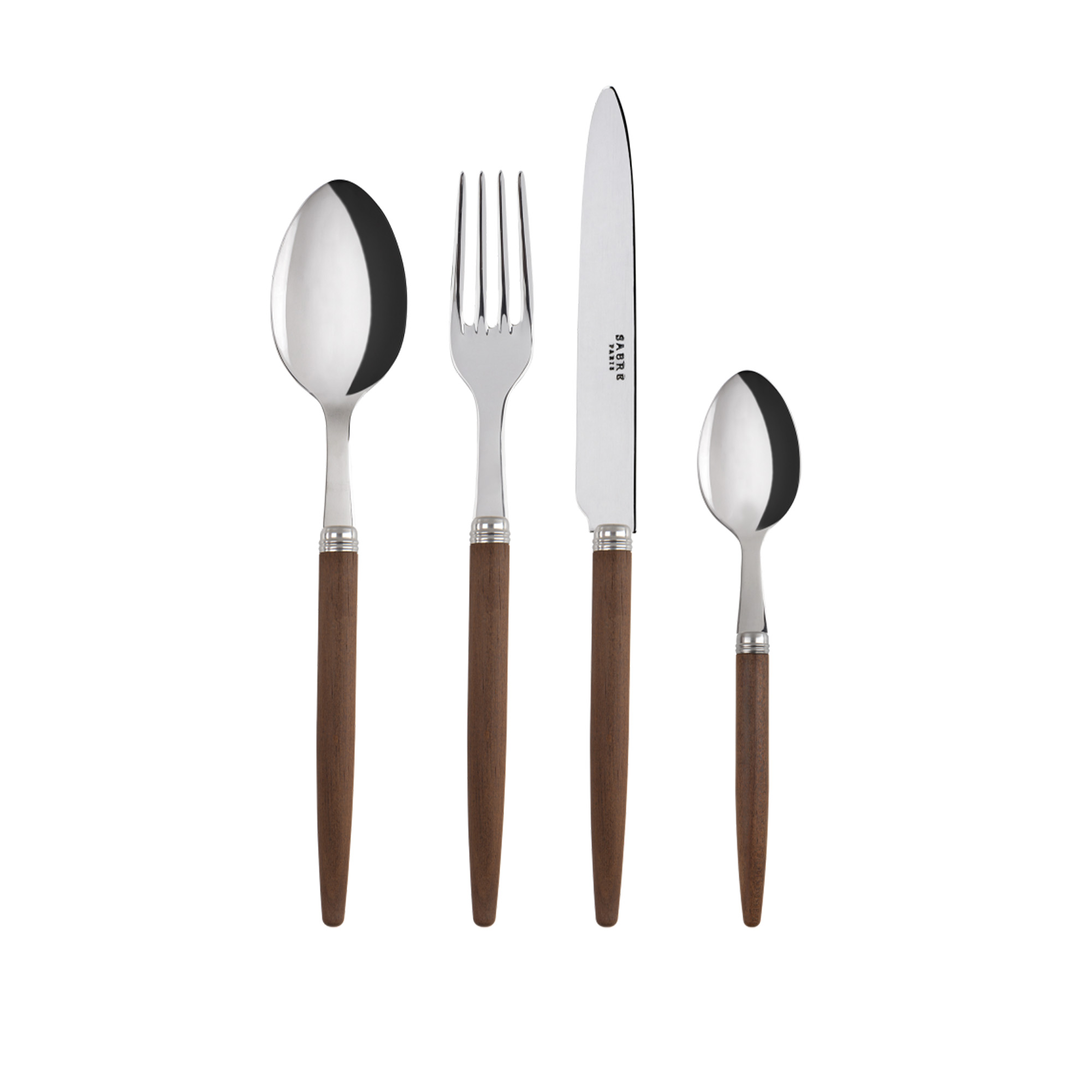 Sabre Paris - Jonc / 4 Pieces Cutlery Set / Dark Wood - Bestickset