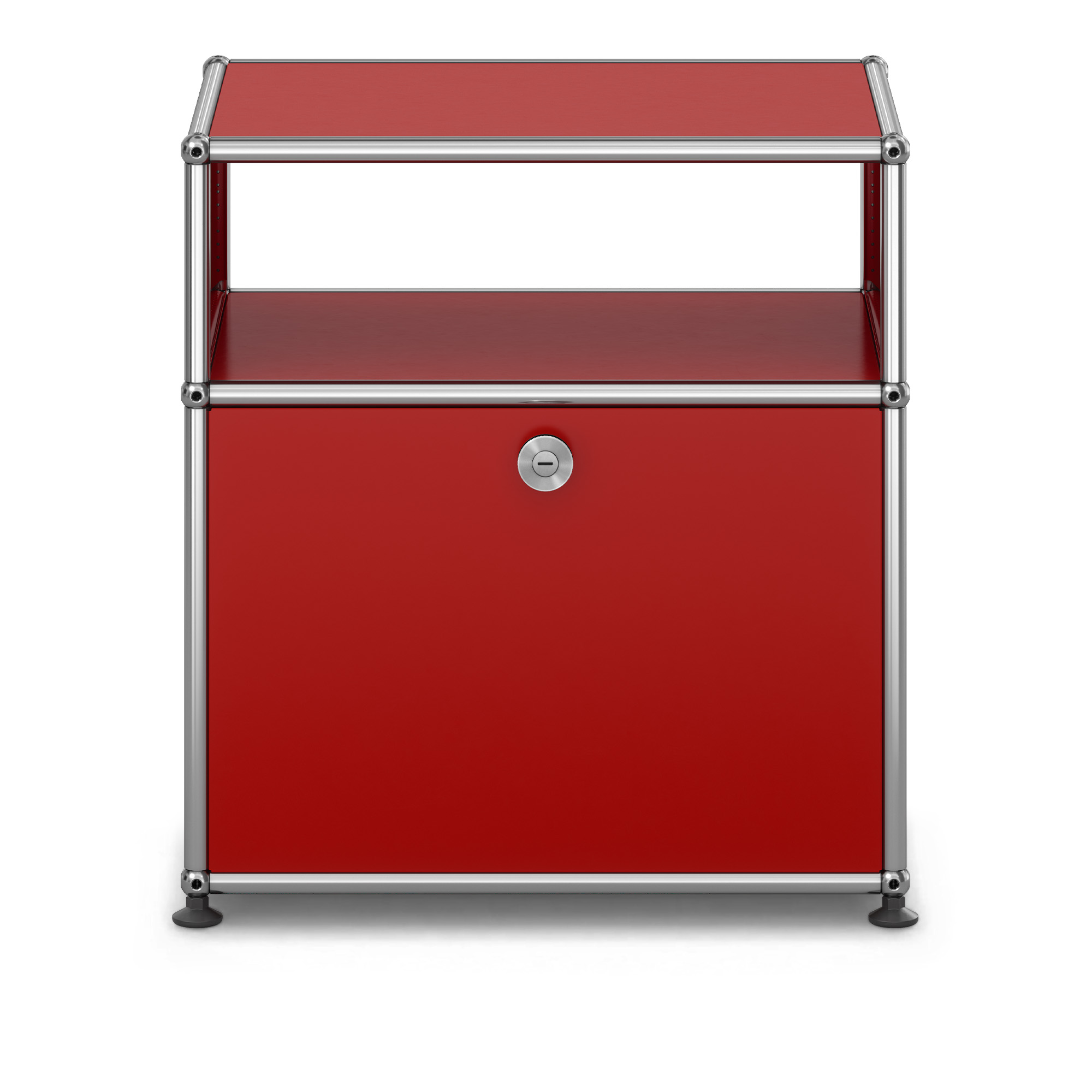 USM - USM Haller Bedside Table M55 USM Ruby Red - Sängbord - Fritz Haller & Paul Schärer - Röd - Metall | Möbler - Bord - Sängbord | Möbelexperten