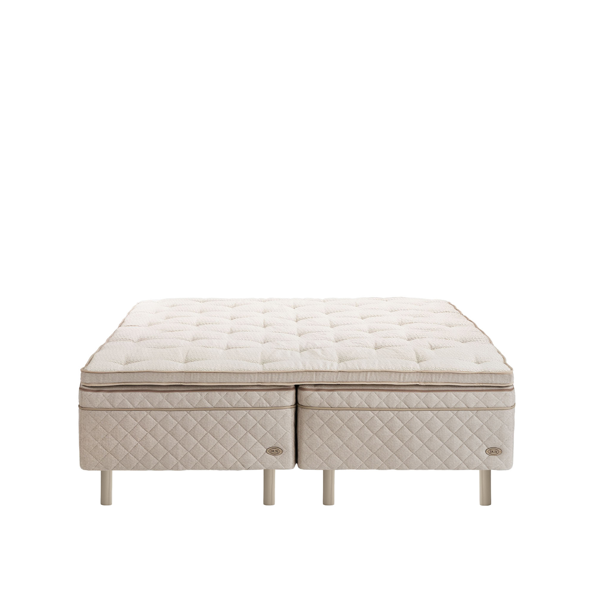 DUX - Dux 30 resårbotten fast 160x200 cm/ Top Pad Bäddmadrass/ Rund läder oatmeal 20 cm - Sängar - Beige | Möbler - Sängar Och Tillbehör - Sängar | Möbelexperten