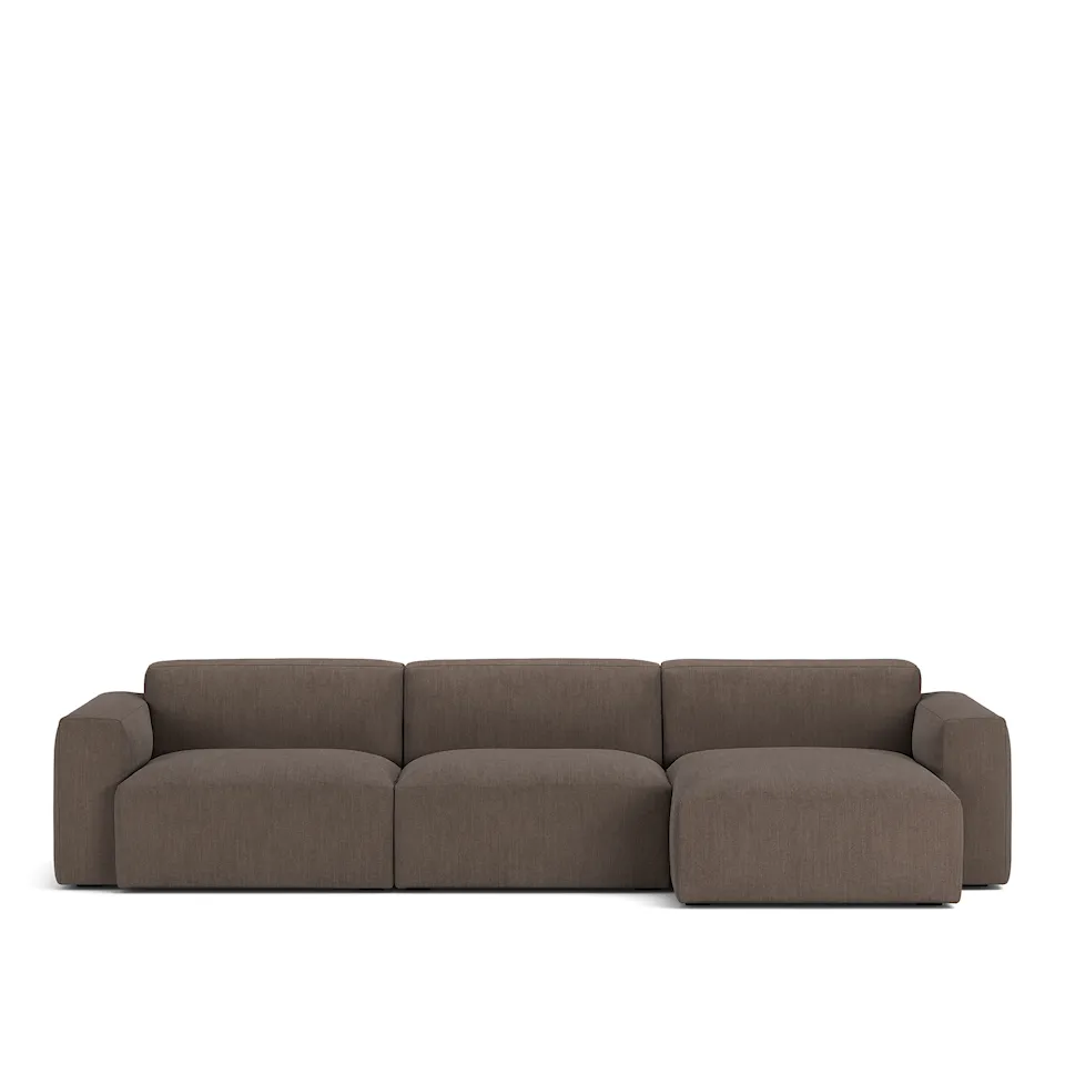 Brick 3-Seater Chaise Lounge Right Shadow Dark Brown Fixed Upholstery
