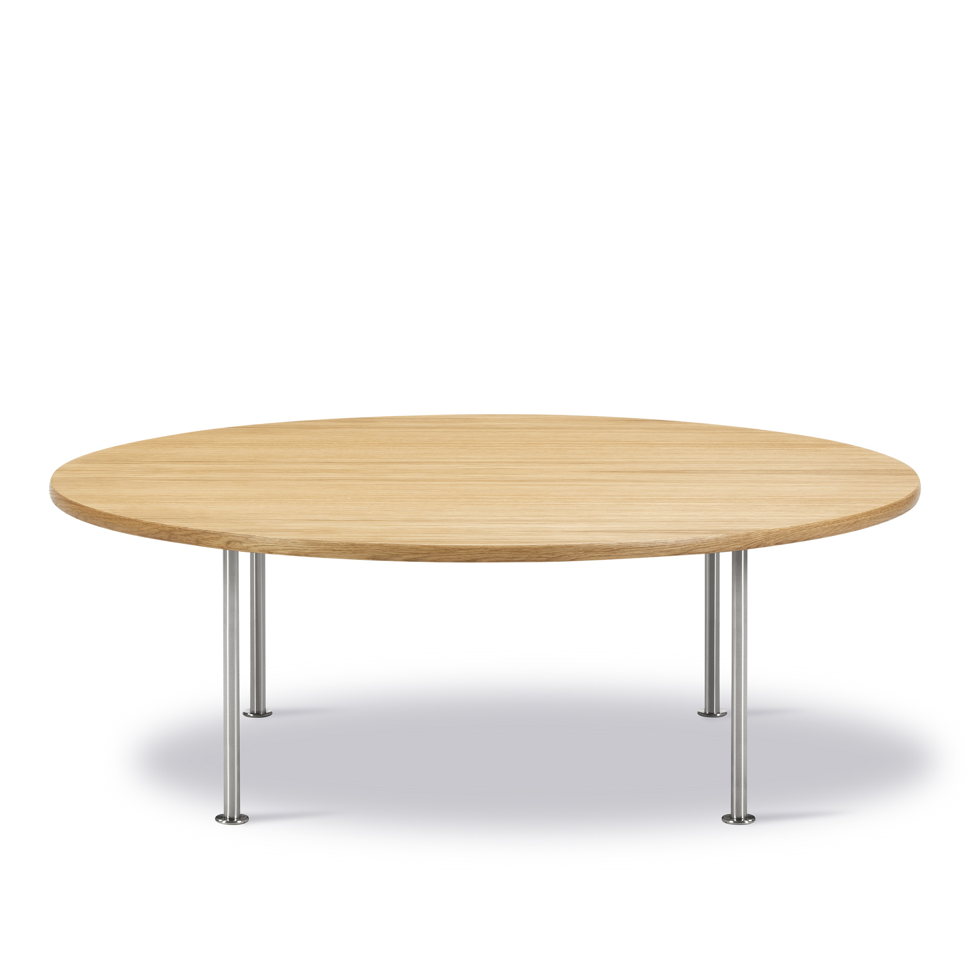 Fredericia Furniture - Wegner Ox Table Ø120 cm - Oak oil - Brushed stainless steel - 41 cm - Soffbord - Hans J. Wegner - Träfärgad - Trä