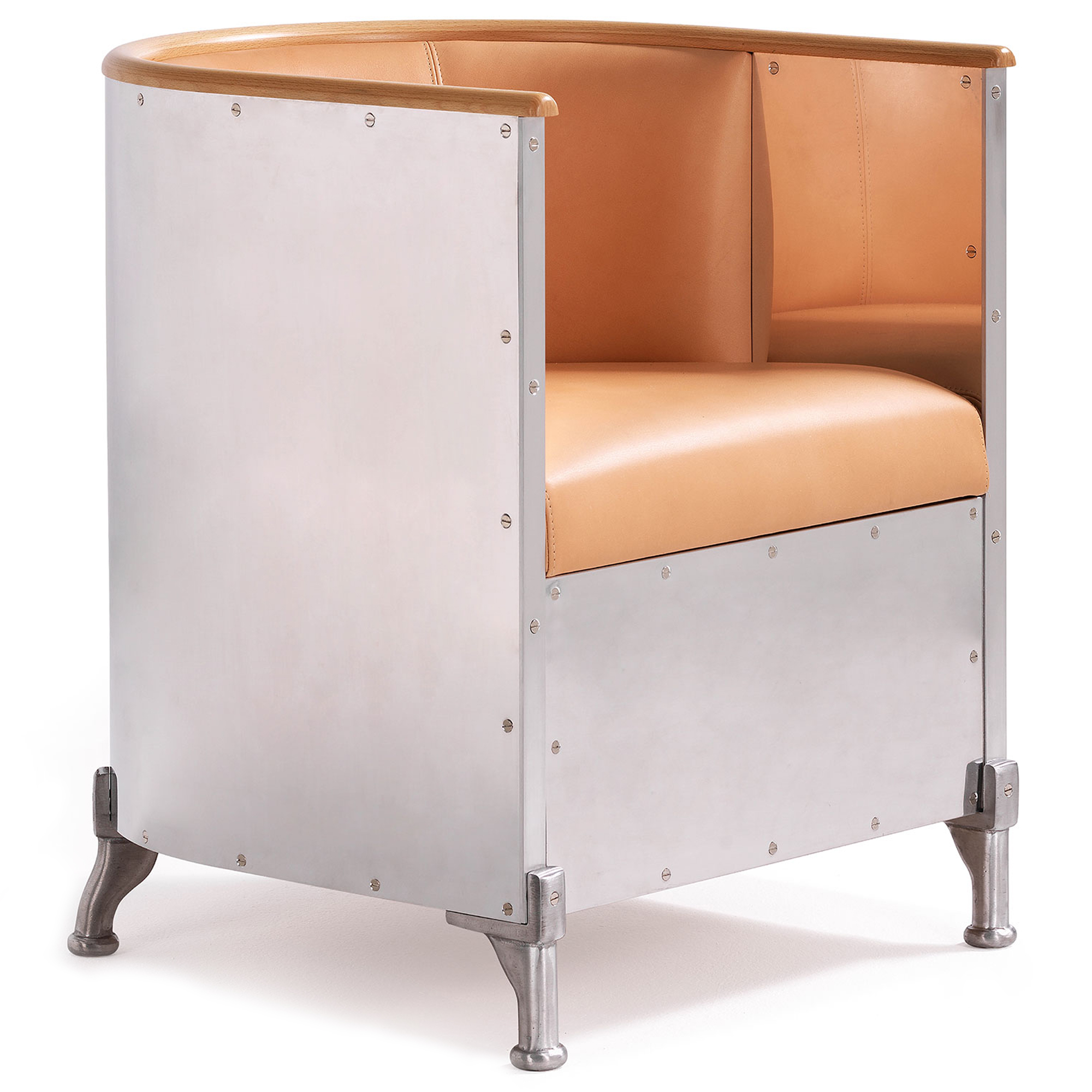 Källemo - Aluminium Fåtölj, Tärnsjö Plymåläder 8800, Karm i naturlig bok, Polerad aluminium - Fåtöljer - Mats Theselius - Beige - Läder/Metall/Trä/Skum | Möbler - Fåtöljer Och Puffar - Fåtöljer | Möbelexperten