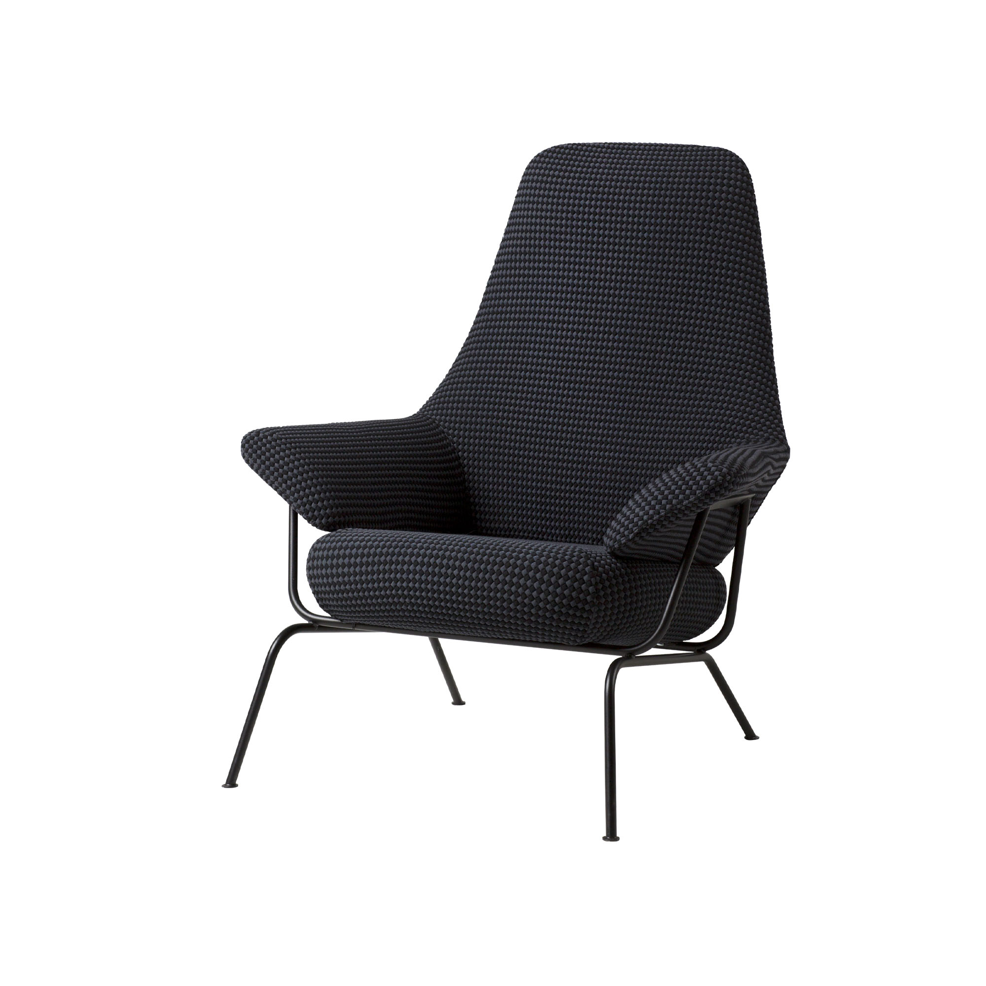 HEM - Hai Lounge Chair - Mosaic Charcoal - Fåtöljer - Luca Nichetto - Grå,Svart - Metall/Syntetiskt/Skum/Plast/Ull