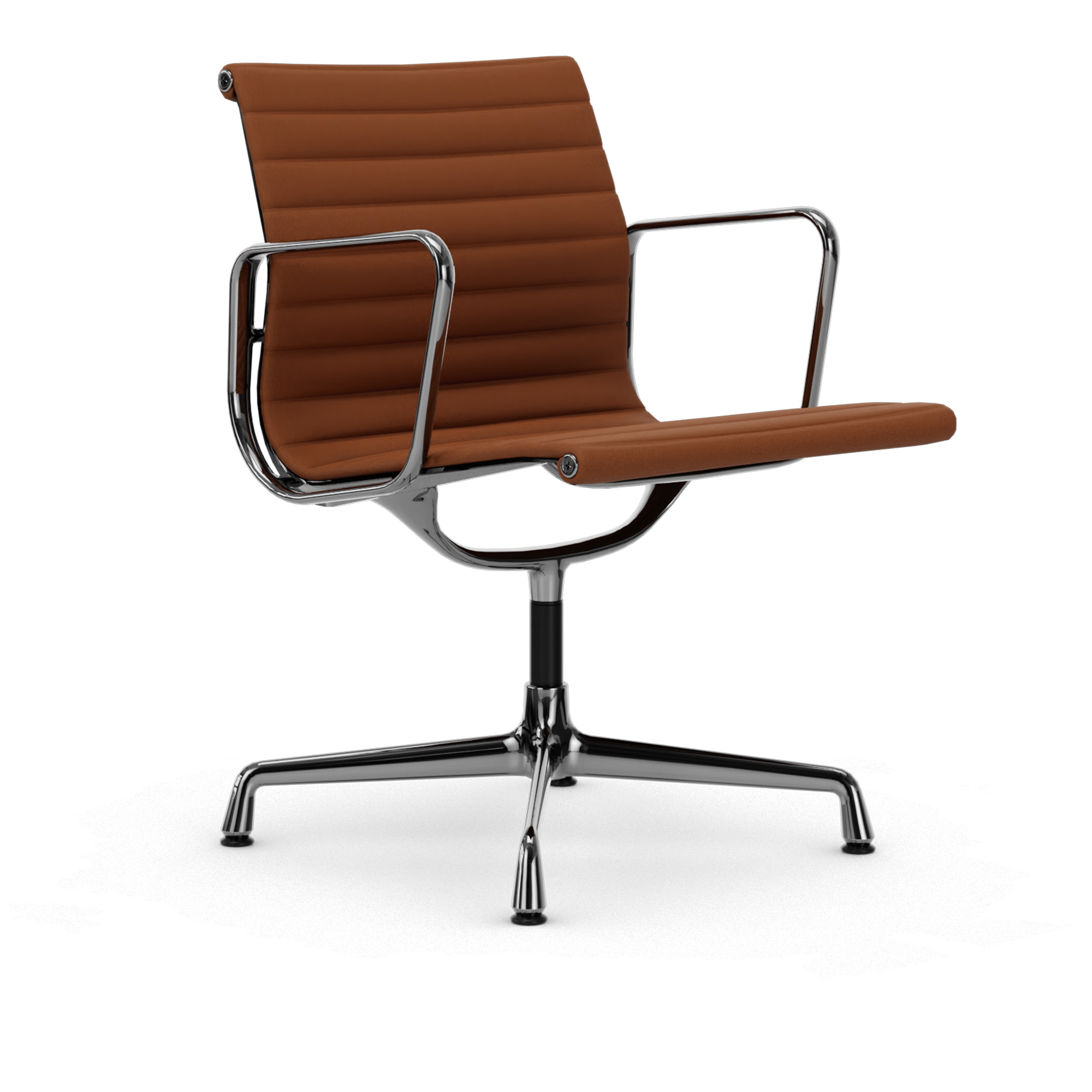Vitra - EA 108 Chrome Leather Standard Cognac 97 - Kontorsstolar - Charles & Ray Eames - Läder/Metall | Möbler - Stolar Och Pallar - Kontorsstolar | Möbelexperten