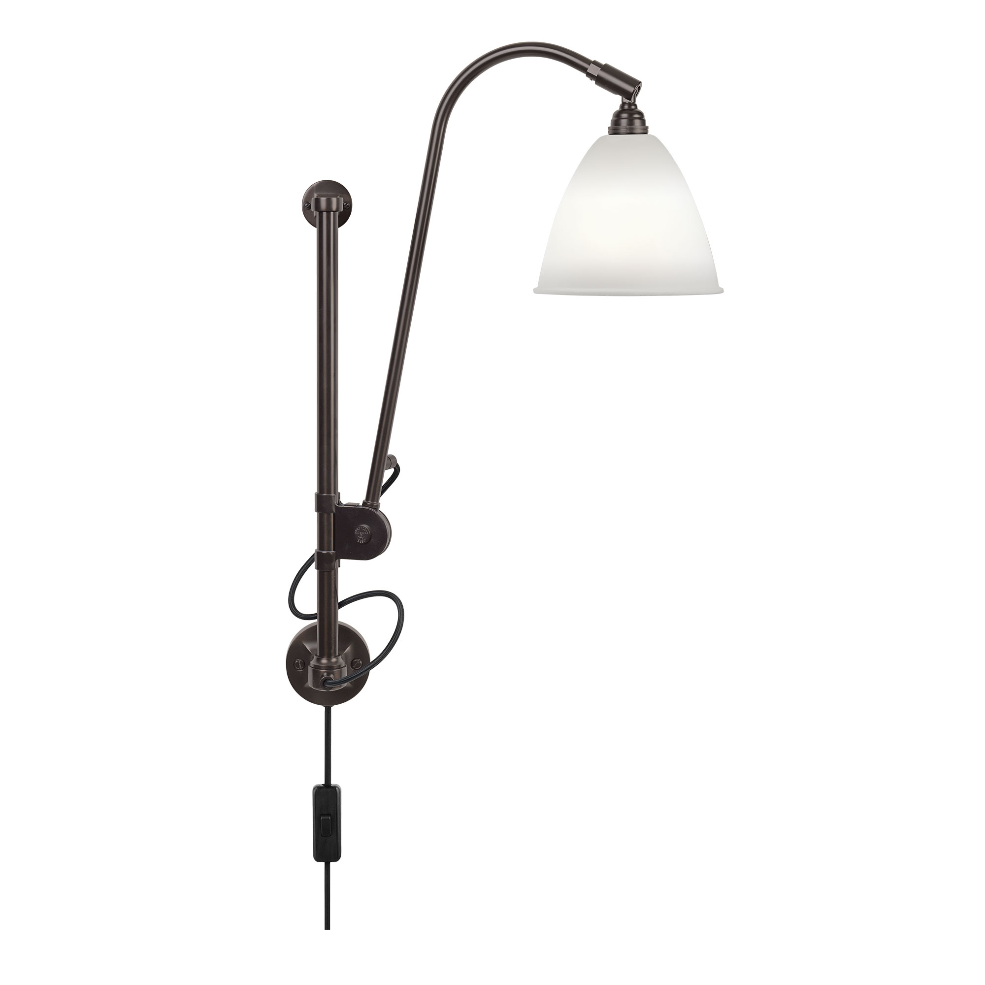 Gubi - BL5 Vägglampa, Svart Mässingbas, Finish: Bone China - Vägglampor - Robert Dudley Best - Svart