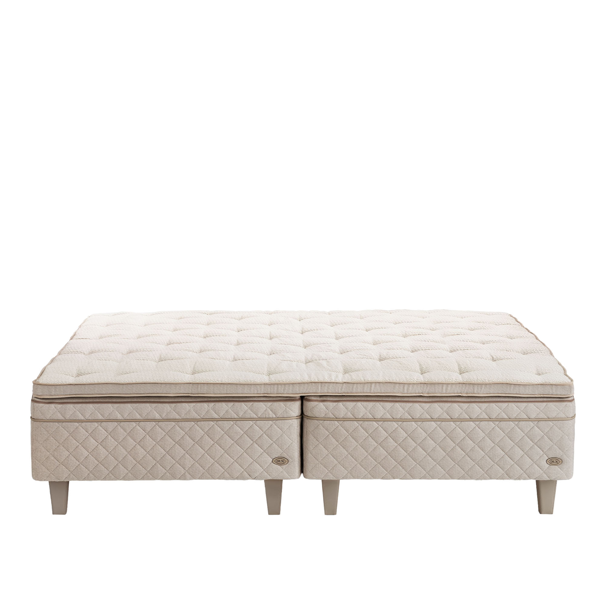 DUX - Dux 30 resårbotten fast 210x200 cm/ Top Pad Plus Bäddmadrass/ Konisk läder oatmeal 20 cm - Sängar - Beige | Möbler - Sängar Och Tillbehör - Sängar | Möbelexperten