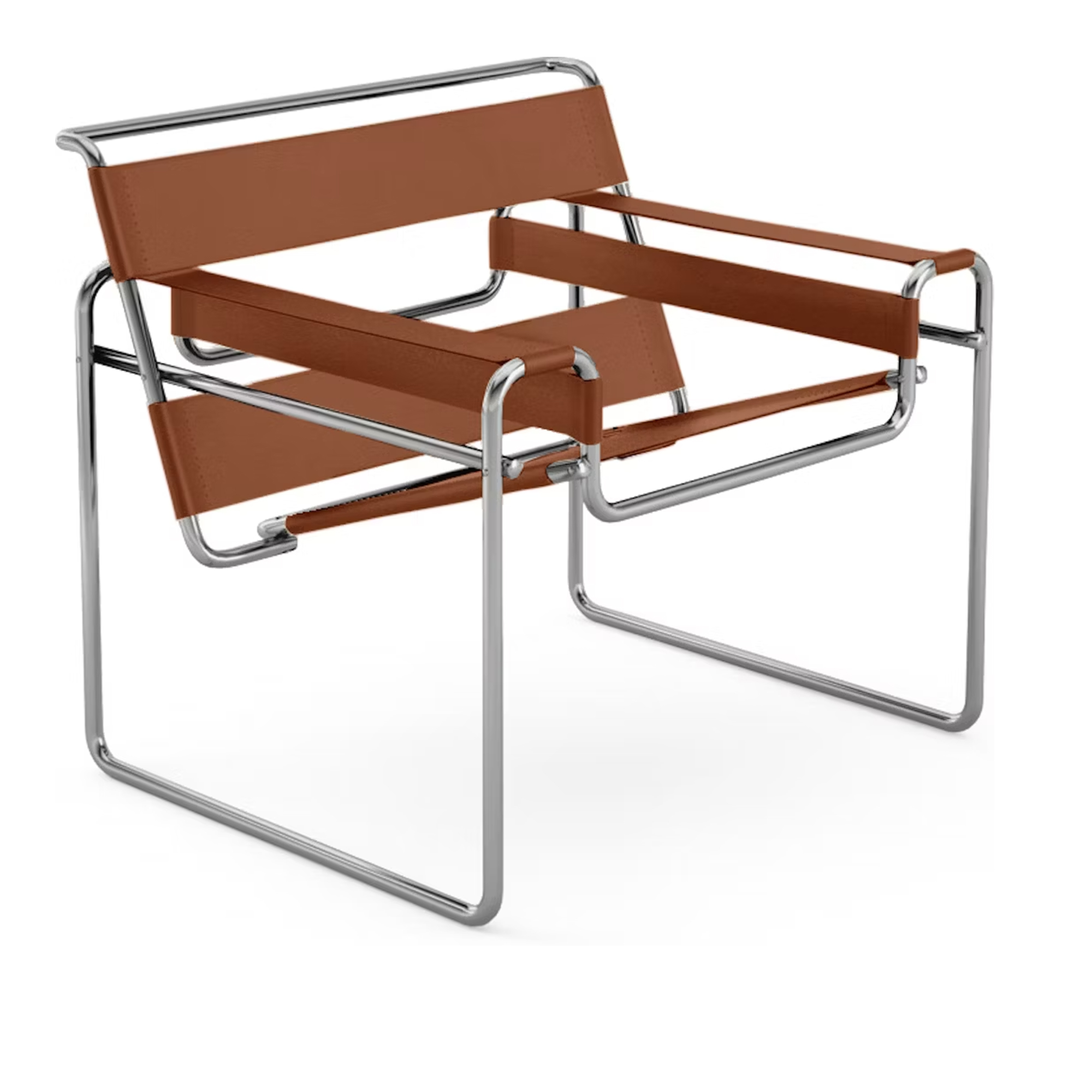 knoll - wassily lounge chair, light brown cowhide - fåtöljer - marcel breuer - brun - metall