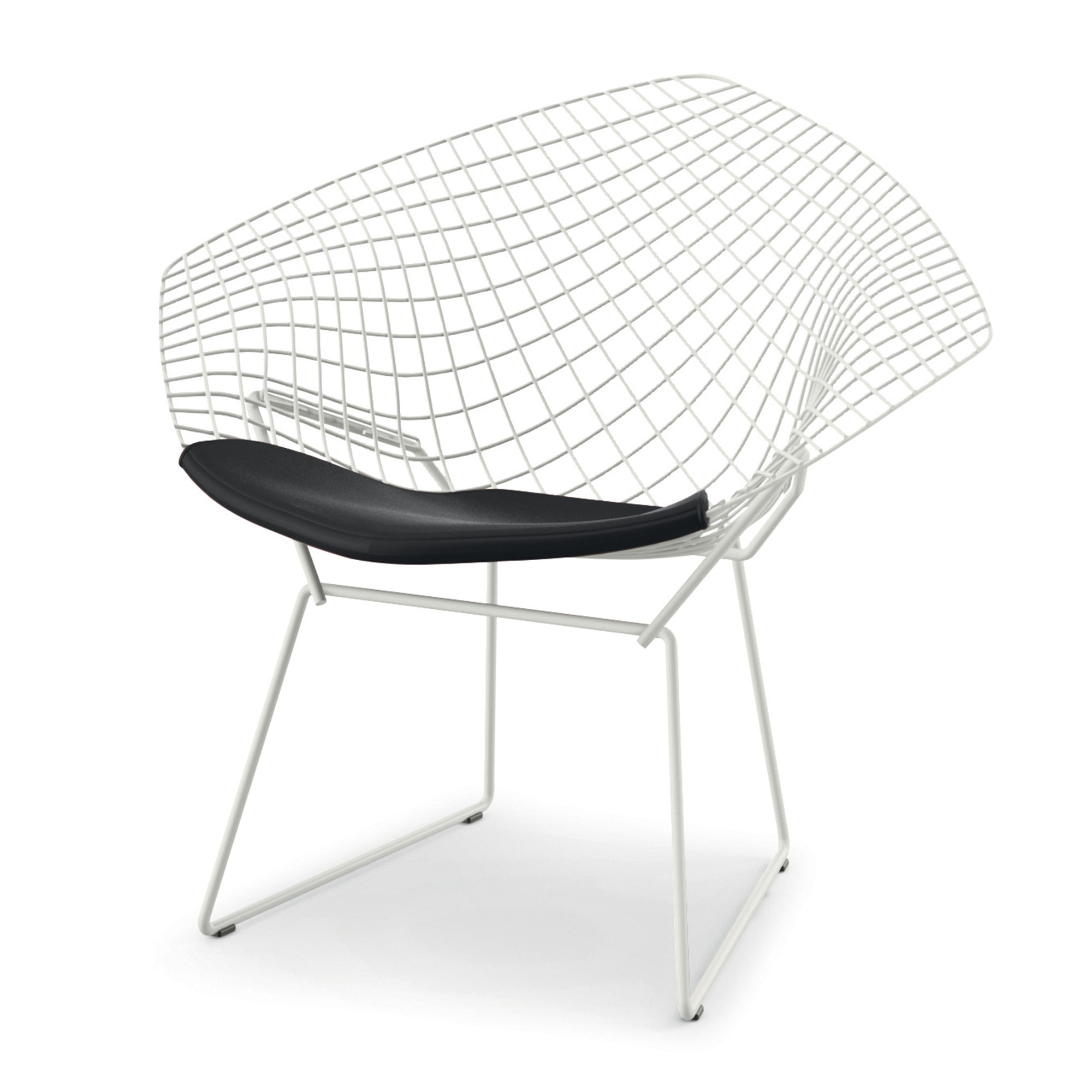 Knoll - Bertoia Diamond Chair, underrede i Vit Rilsan, Tyg: Kat. C - Hopsack - K120616 - Fåtöljer - Harry Bertoia - Vit - Metall/Textilmaterial/Skum