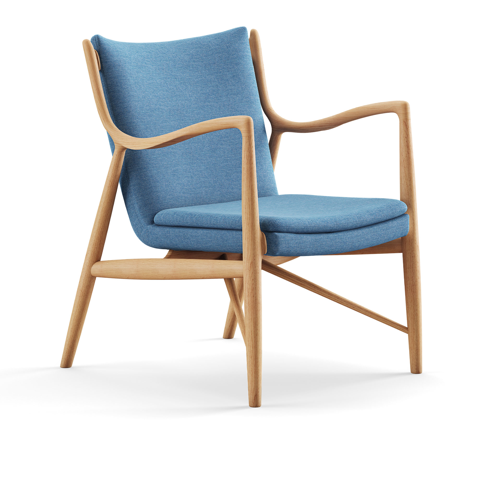 House of Finn Juhl - 45 Chair, Dark oiled oak, Cat. 1 Remix 762 - Fåtöljer - Finn Juhl - Träfärgad,Blå - Trä/Textilmaterial