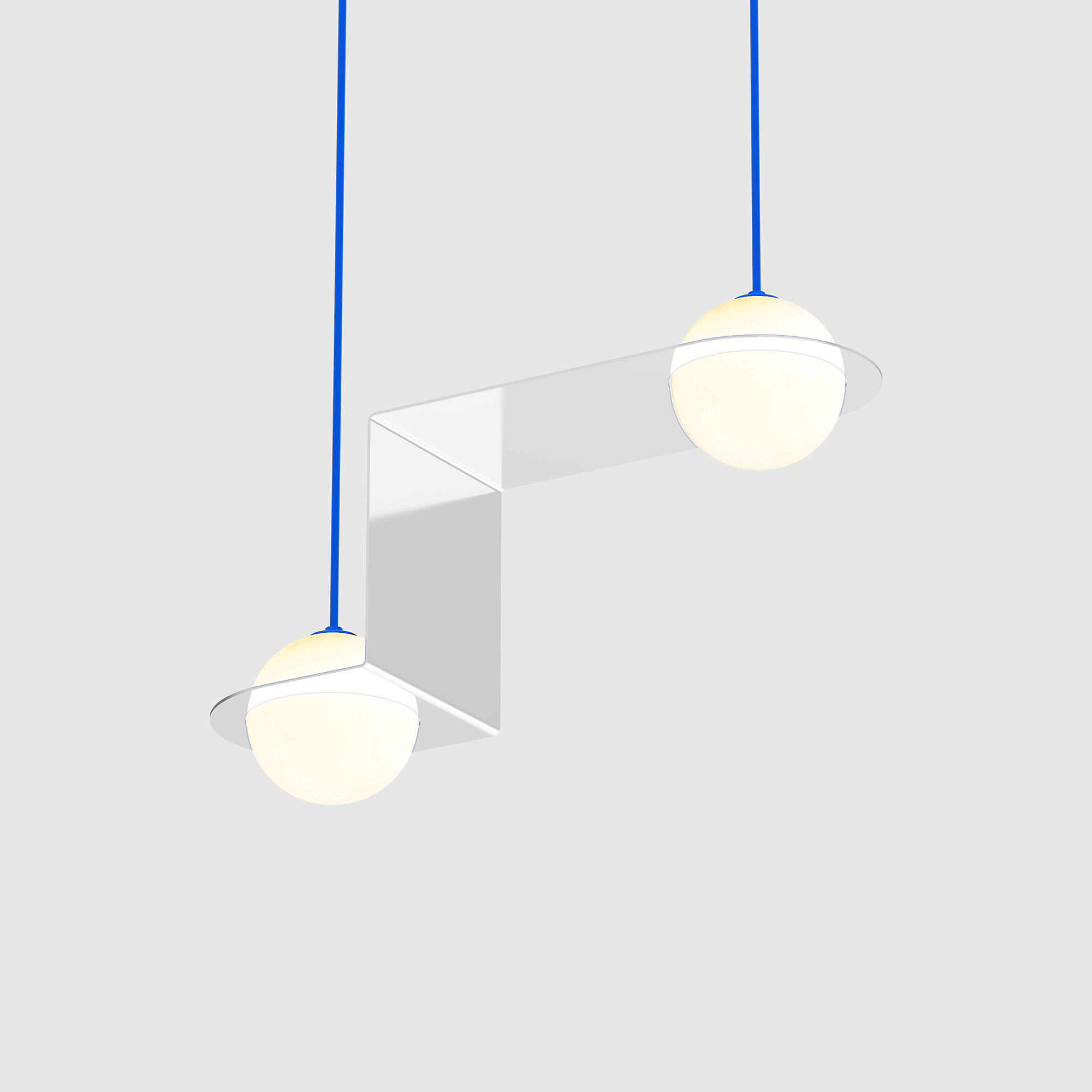 Lambert & Fils - Laurent 06, Angle, Chrome frame, Blue wires, Black canopy - Pendellampor - Silver