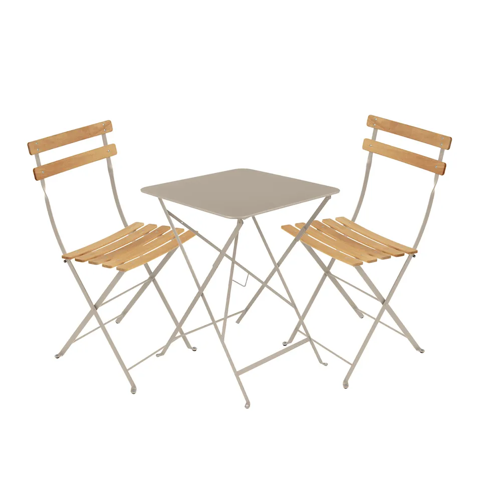 Bistro matgrupp bord 57cm & 2 trä stolar
