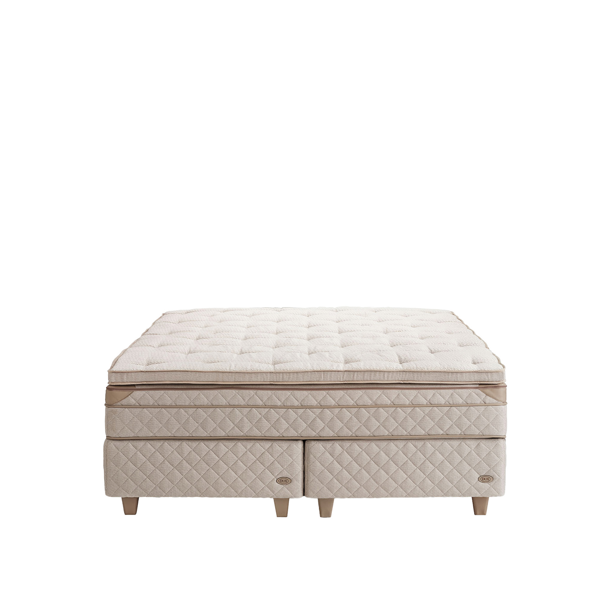 DUX - Dux 60 resårbotten/ Dux 60 resårmadrass fast/ Top Pad Bäddmadrass 160x200 cm/ Konisk läder oatmeal 12 cm - Sängar - Beige | Möbler - Sängar Och Tillbehör - Sängar | Möbelexperten