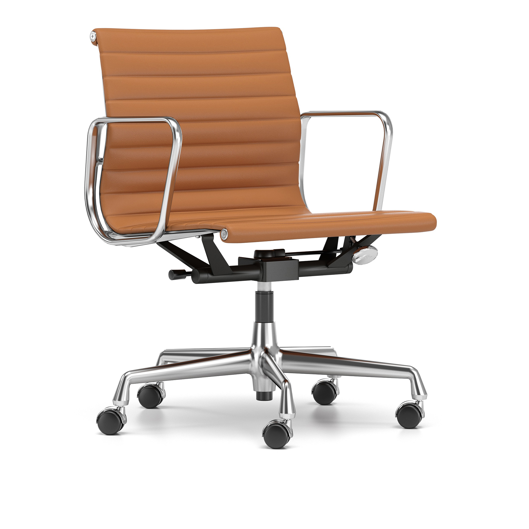 Vitra - EA 117 Chrome Leather Standard Cognac 97 - Kontorsstolar - Charles & Ray Eames | Möbler - Stolar Och Pallar - Kontorsstolar | Möbelexperten
