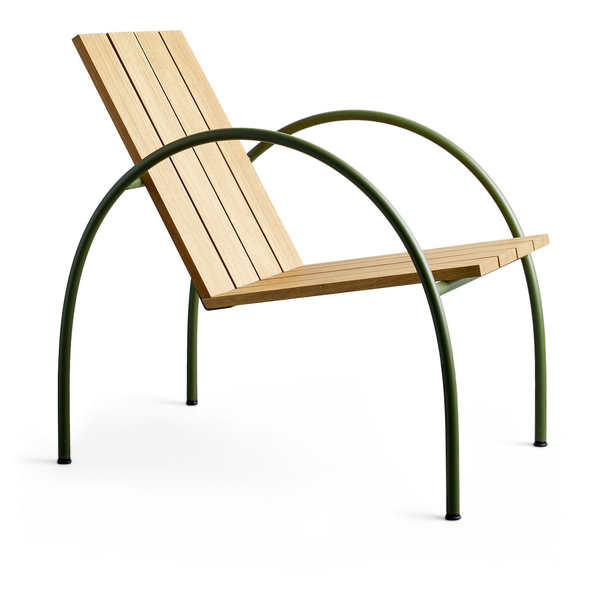 Ingridsdotter - Liv karmstol utomhus stål ek grön/natur - Fåtöljer utomhus - Jonas Bohlin - Grön - Metall/Trä | Utemöbler - Loungemöbler - Fåtöljer Utomhus | Möbelexperten