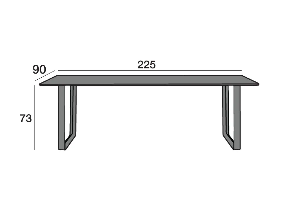 70/70 Table matbord 225x90 cm